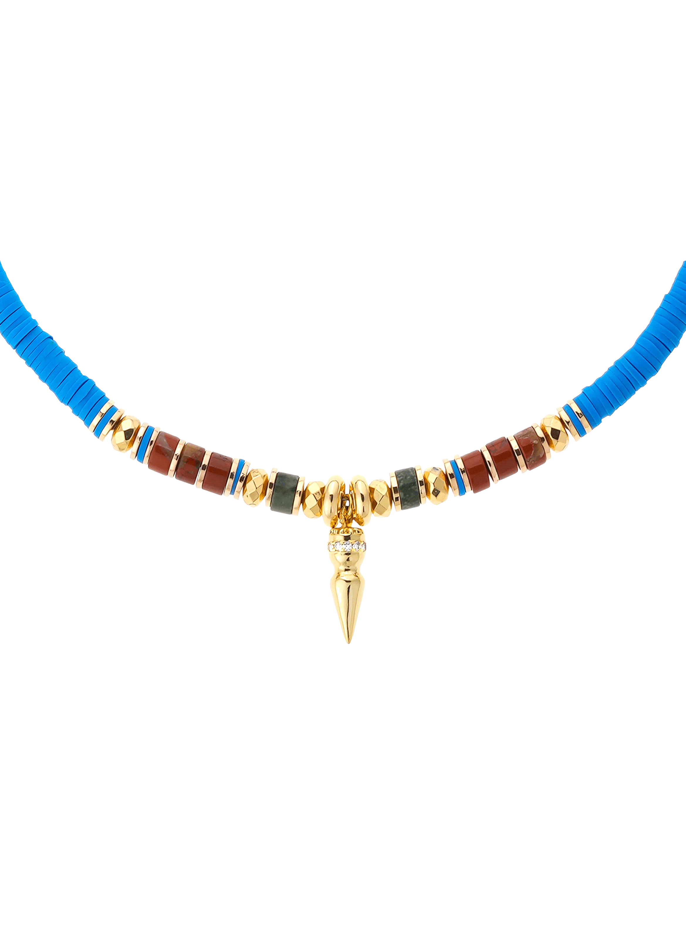 Adjustable necklace with beads and pendant HIPANEMA Blue
