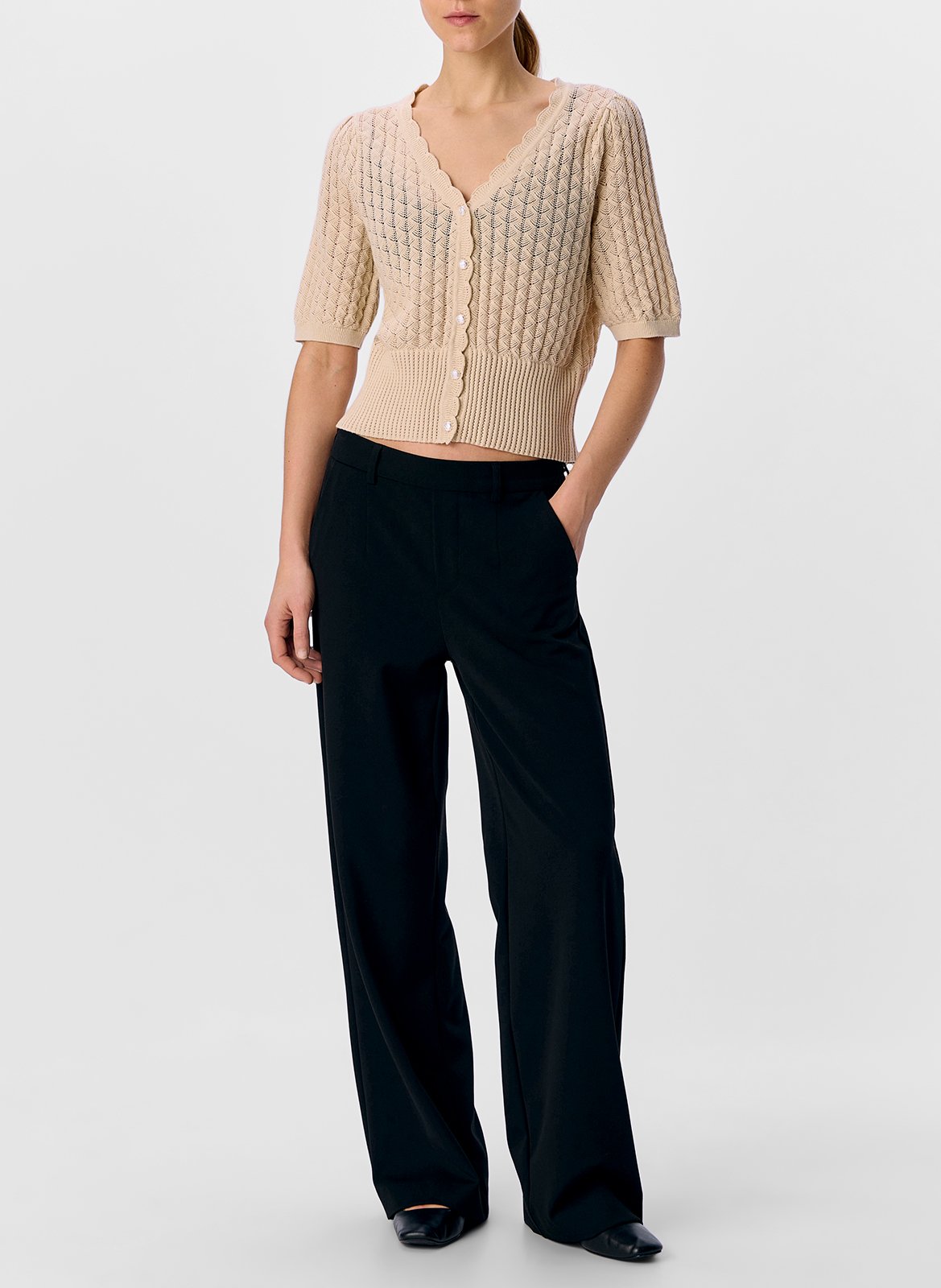 Straight organic cotton vest OBJECT Beige