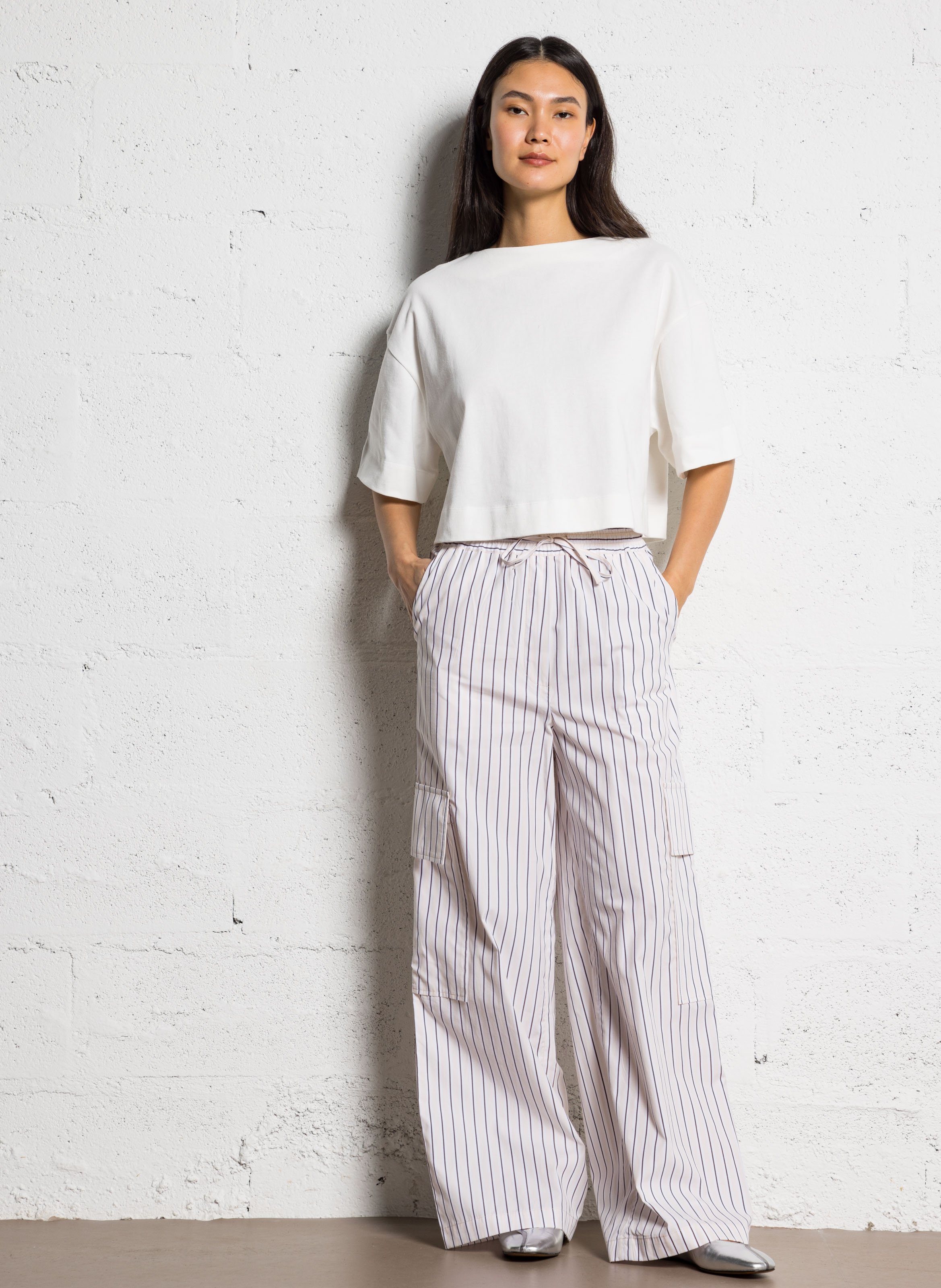 V-neck shirt with silk epaulettes MARGAUX LONNBERG Multicolored