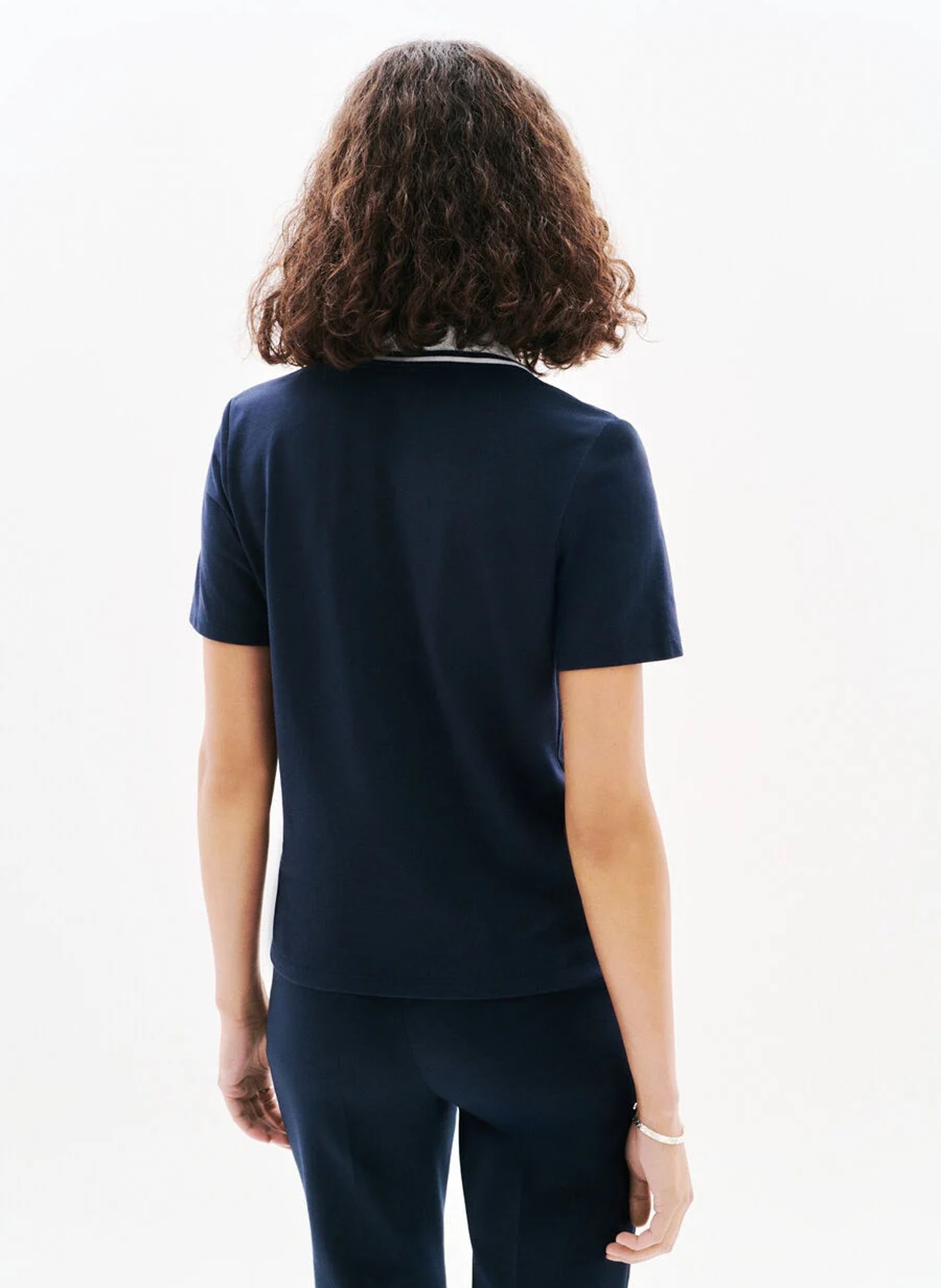 Polo col v manches courtes CAROLL Bleu