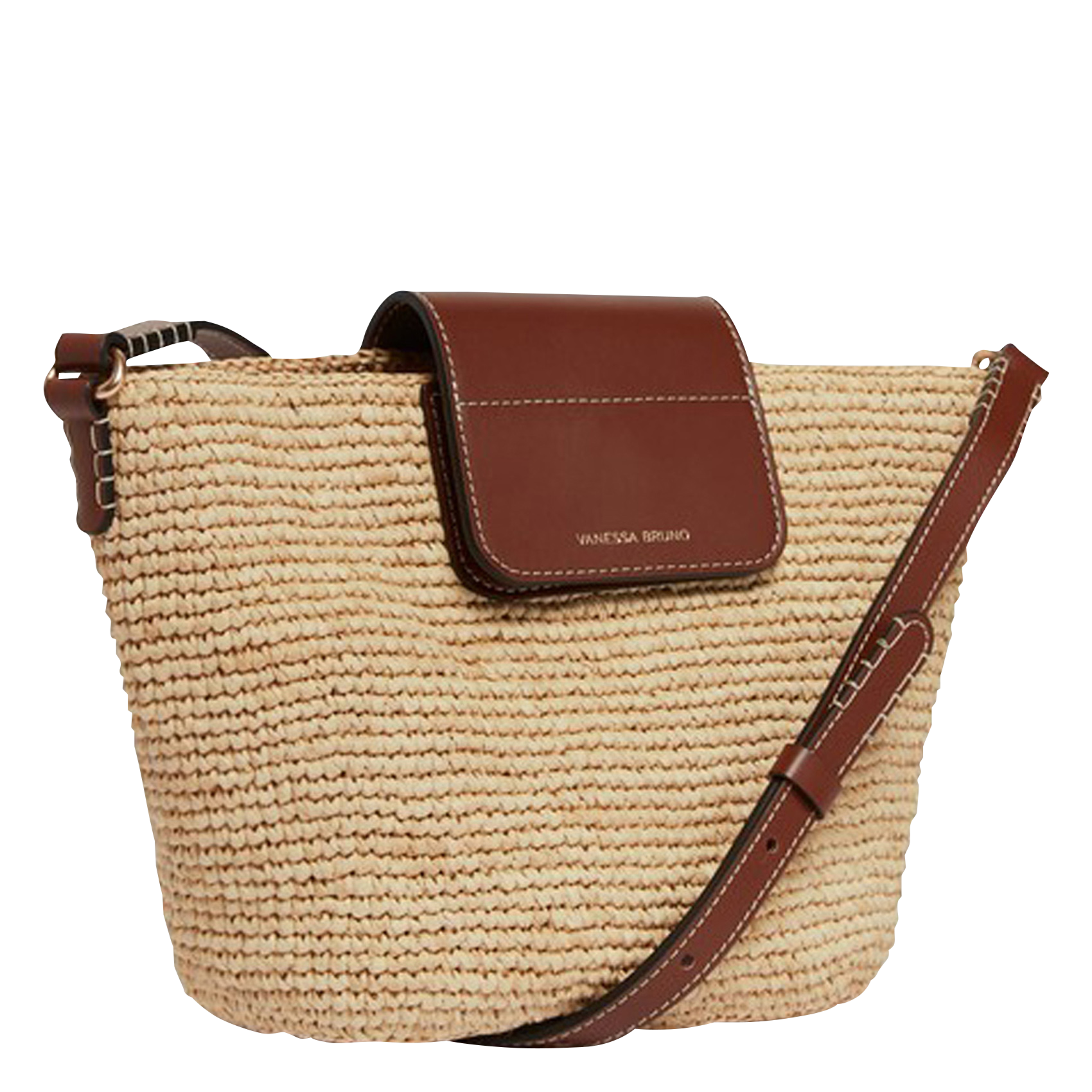 Raffiakorb mit Schulterriemen VANESSA BRUNO Beige