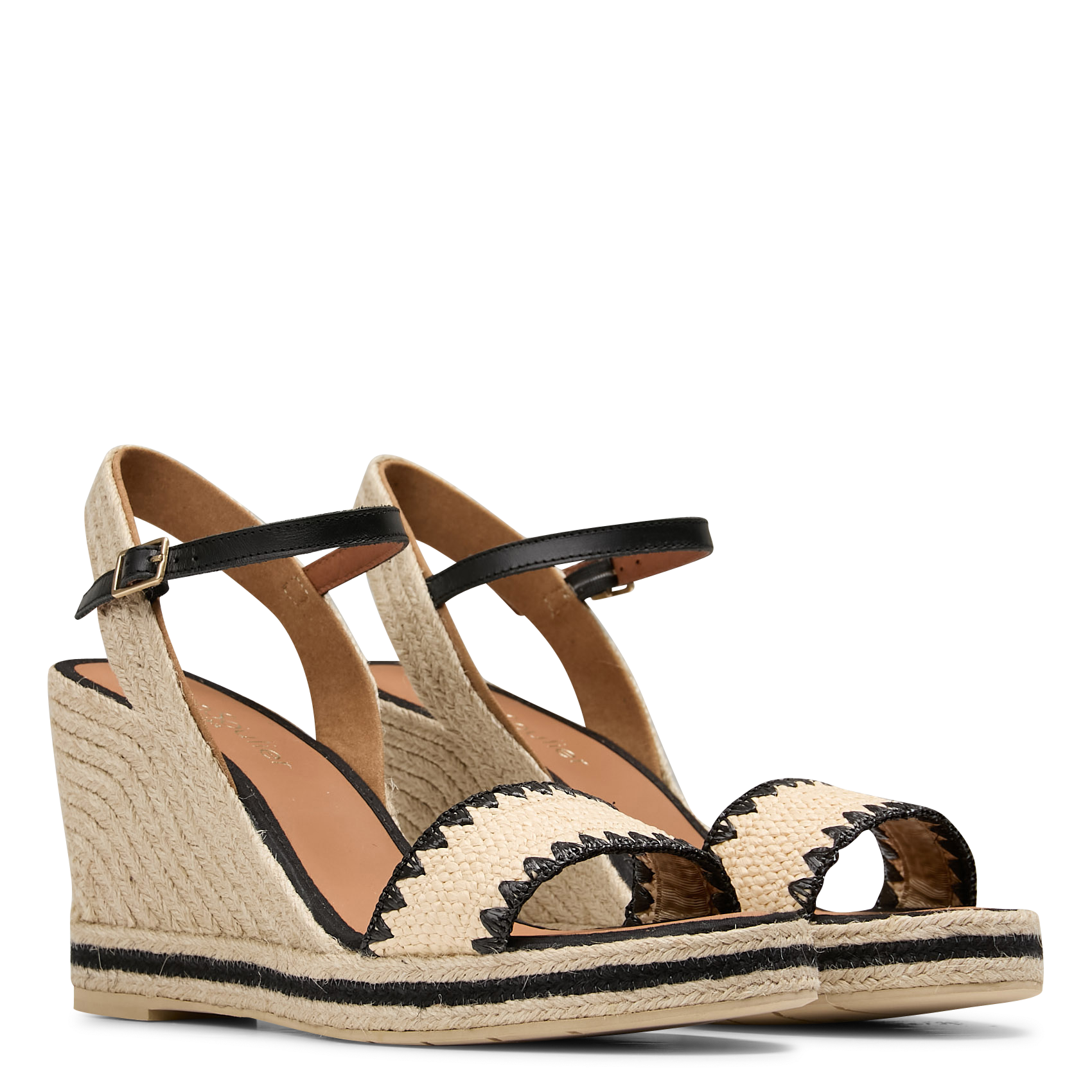 Keilsandalen aus Raffiabast Beige