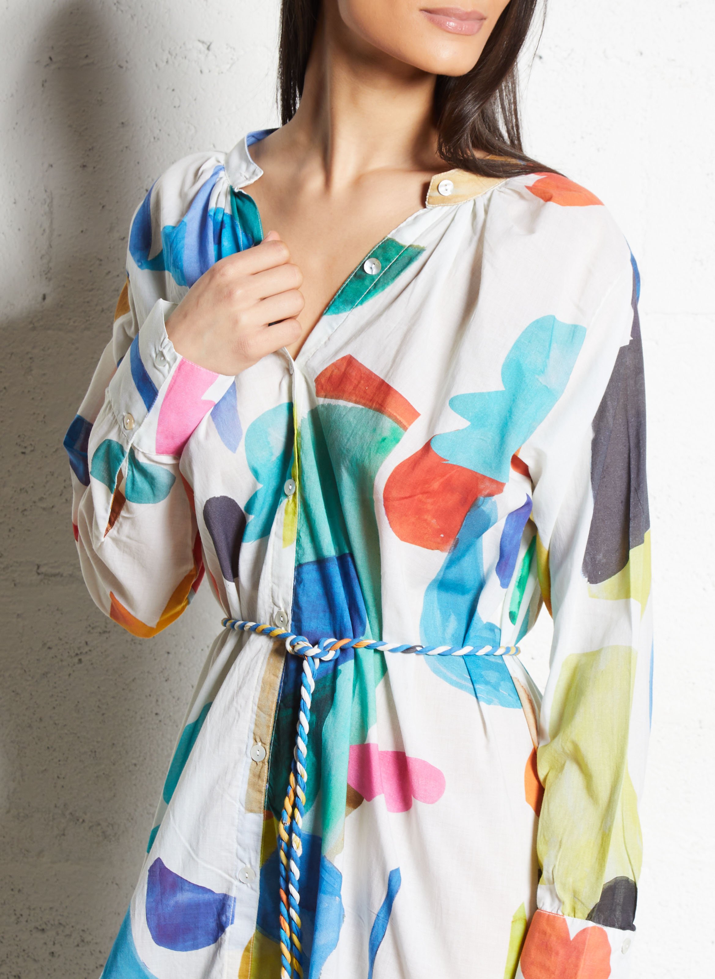 Langes Bio-Baumwollkleid mit Druck G.KERO Mehrfarbig