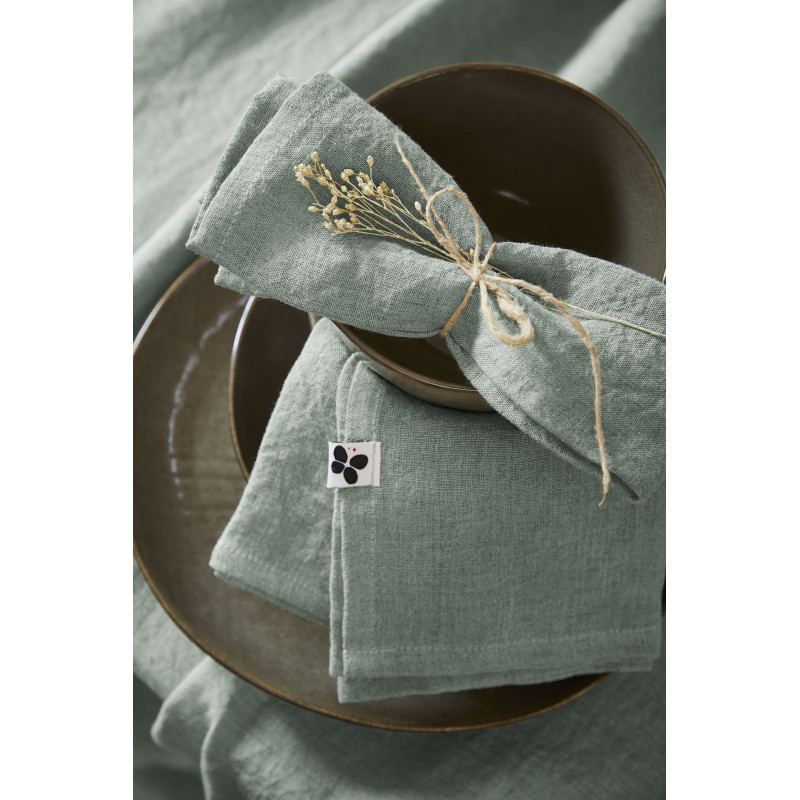 Set of 2 cotton muslin hand towels L'EFFET PAPILLON Blue