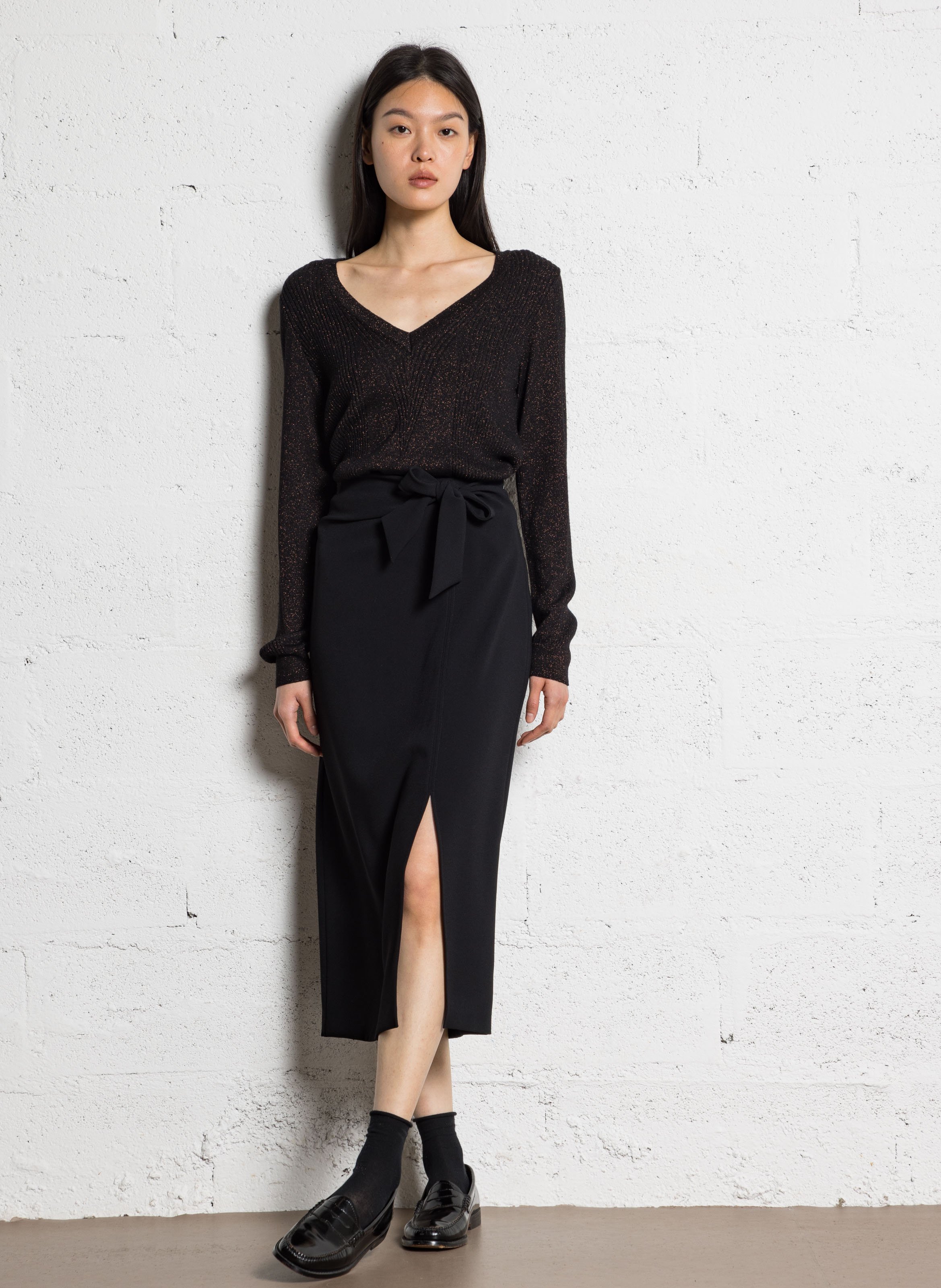 Midi skirt with split I CODE Black