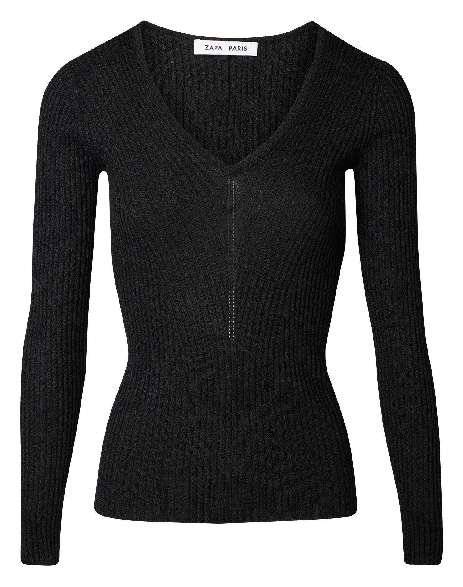 Fitted V-neck sweater ZAPA Black