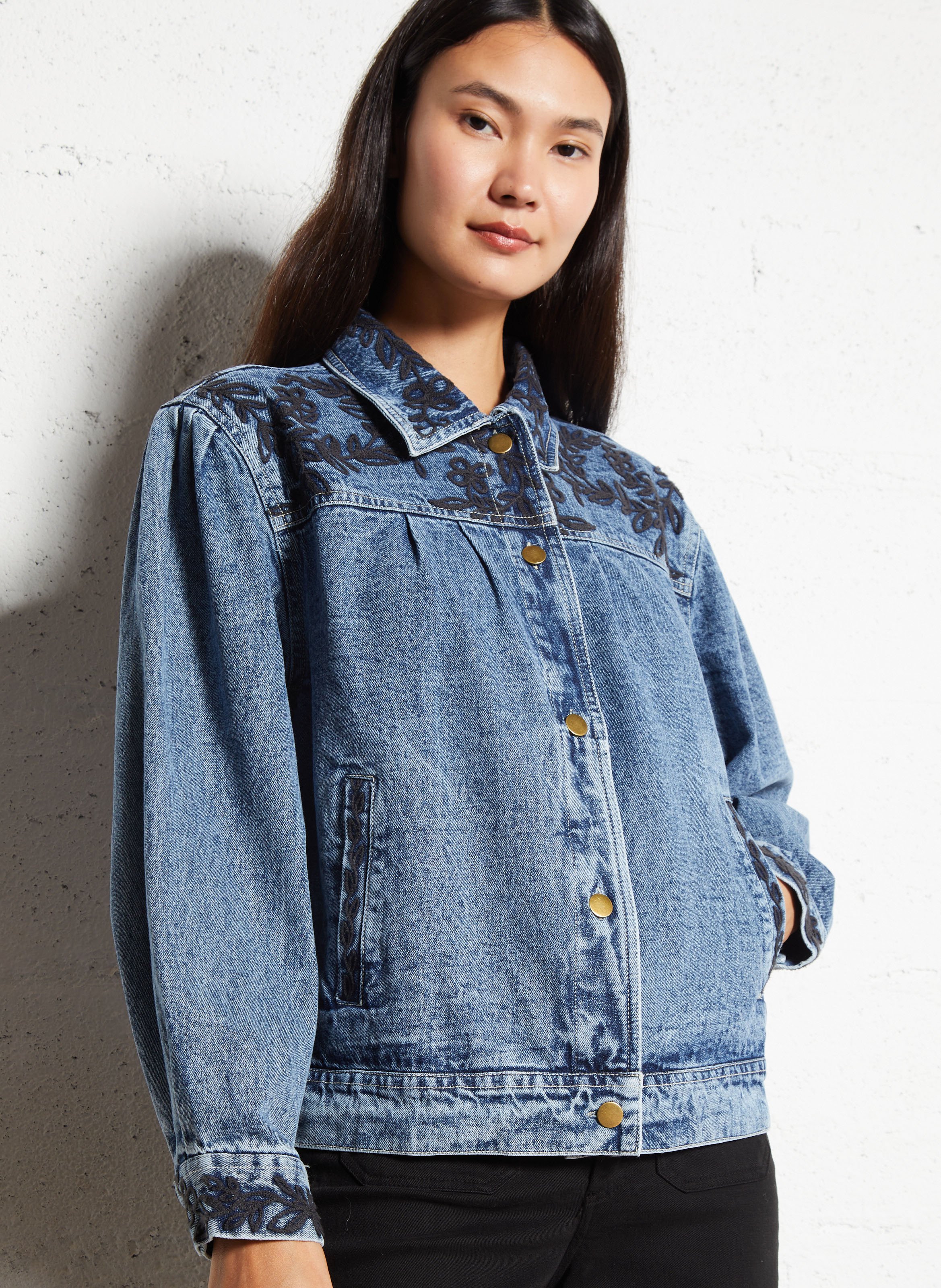 Jacket with classic cotton denim collar MAISON HOTEL Blue