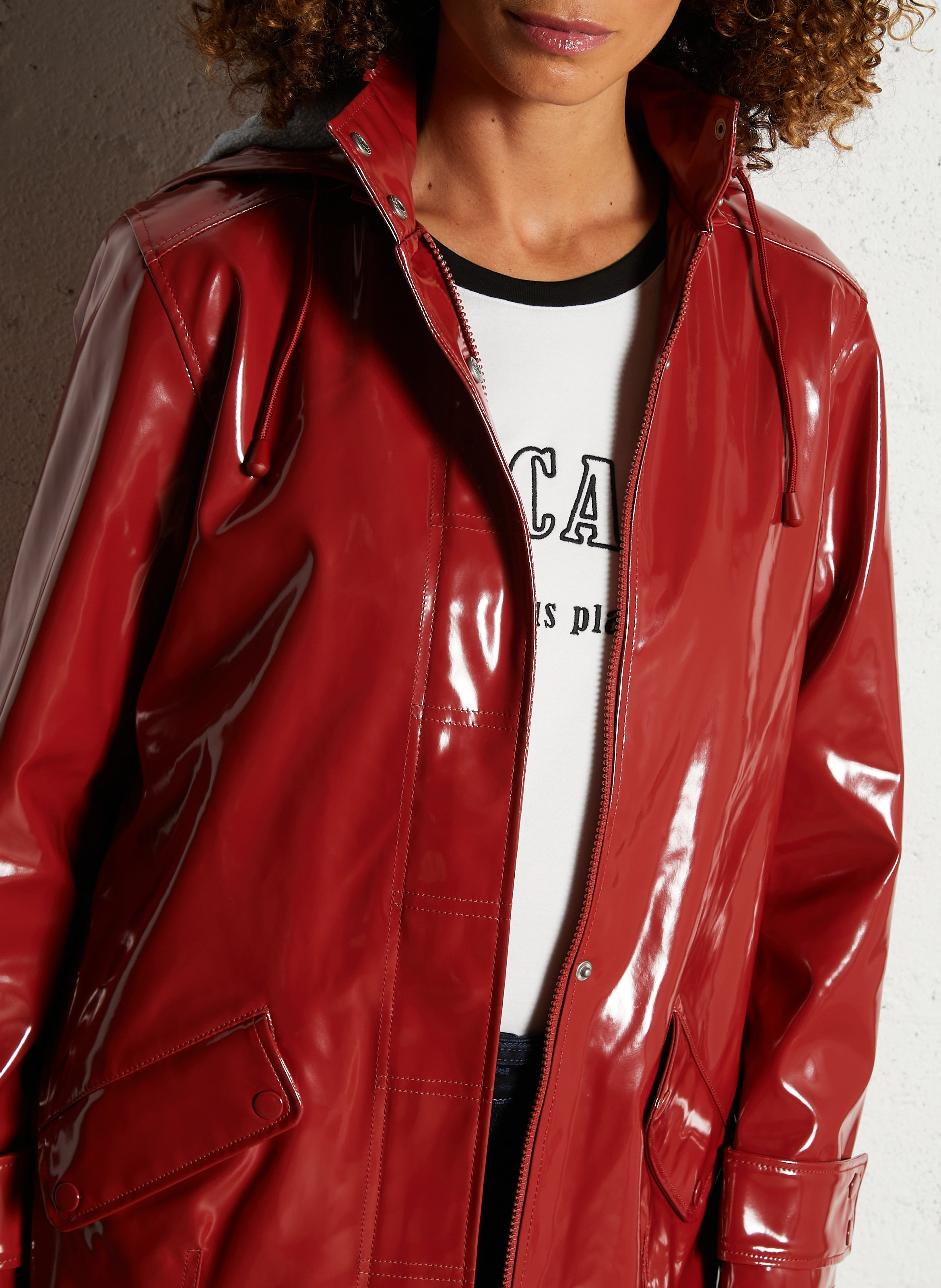 Imperméable à capuche vernis ARMOR LUX Rouge