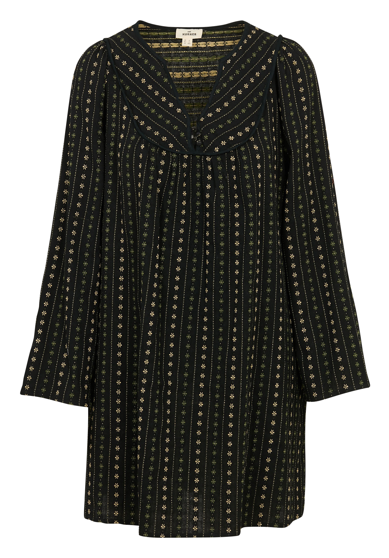 Baumwollkleid mit V-Ausschnitt THE KORNER Schwarz