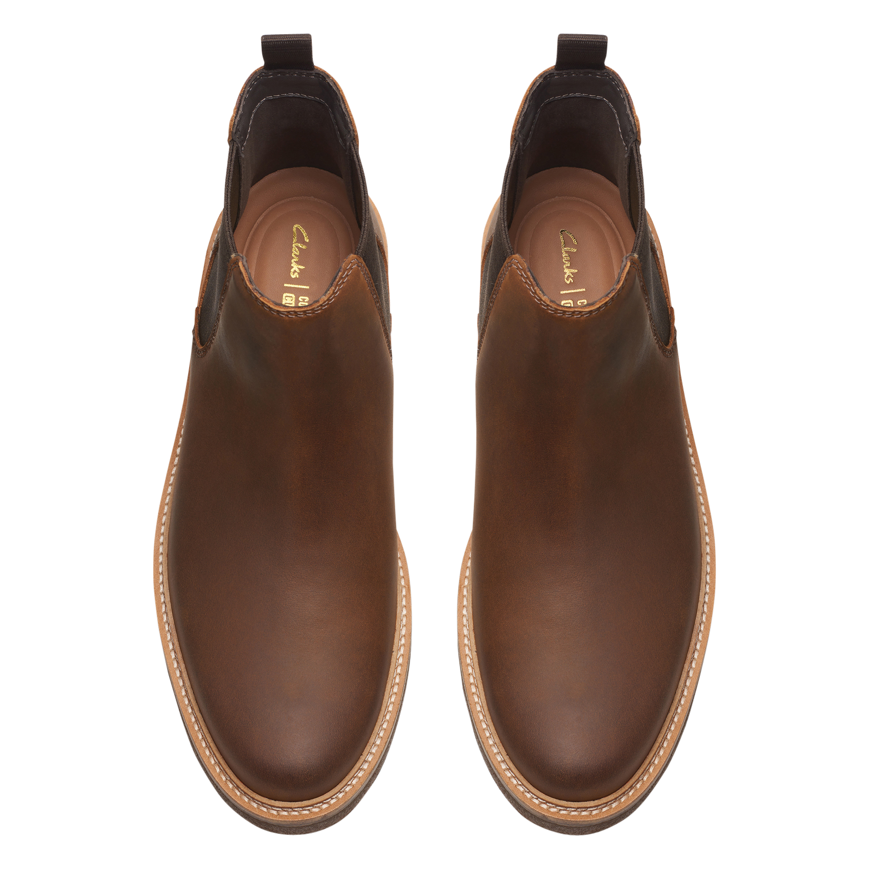 Plain waxed leather Chelsea boots CLARKS Brown