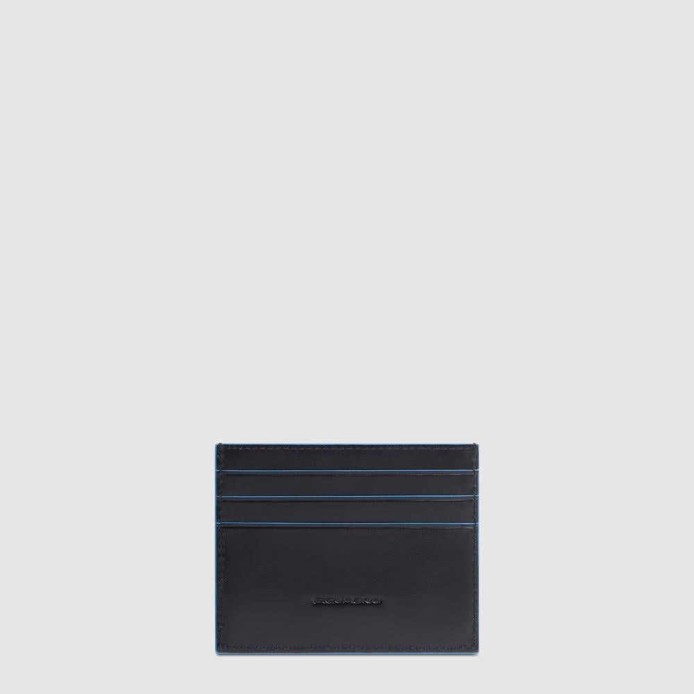 Men's slim leather credit card holder with RFID protection PIQUADRO Black