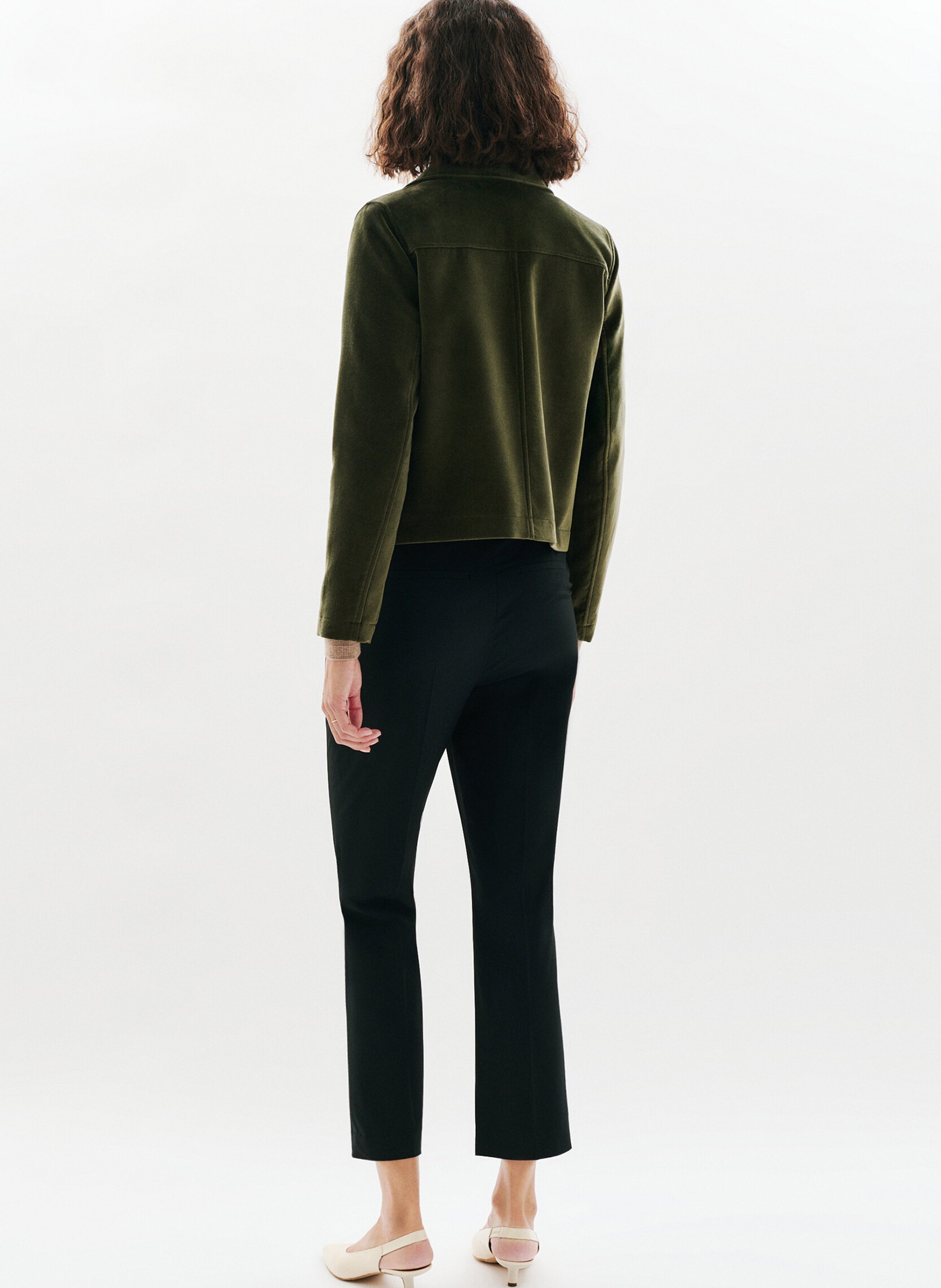 Straight cotton jacket with classic collar CAROLL Green