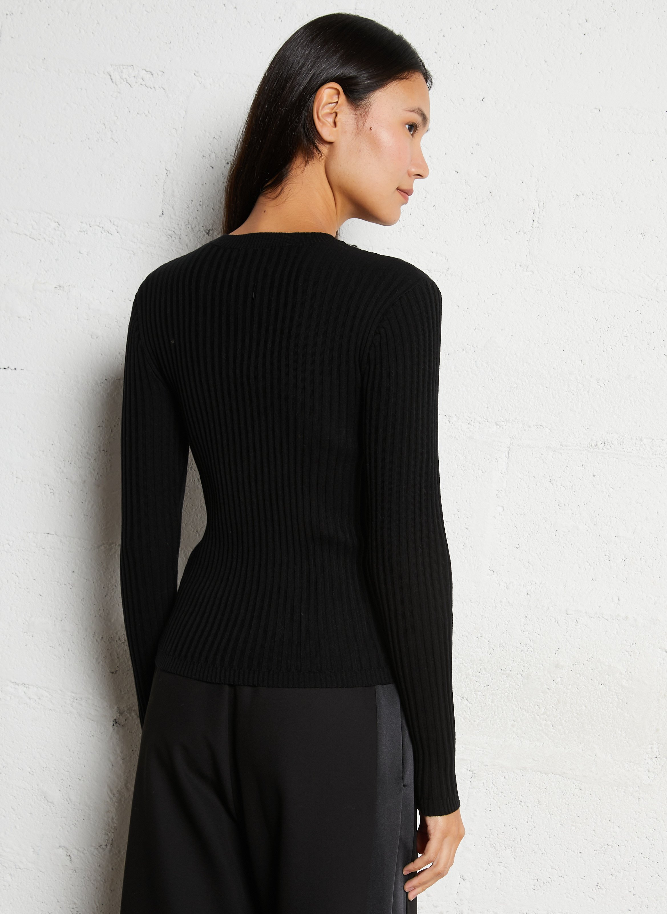 Cotton and wool sleeveless sweater with lacing MAISON 123 Black