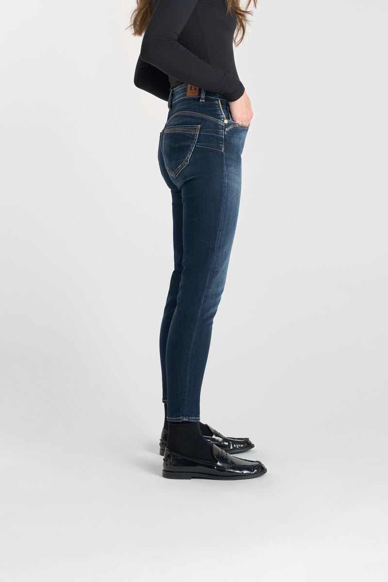 High-waisted push-up slim jeans, 7/8 length LE TEMPS DES CERISES Blue