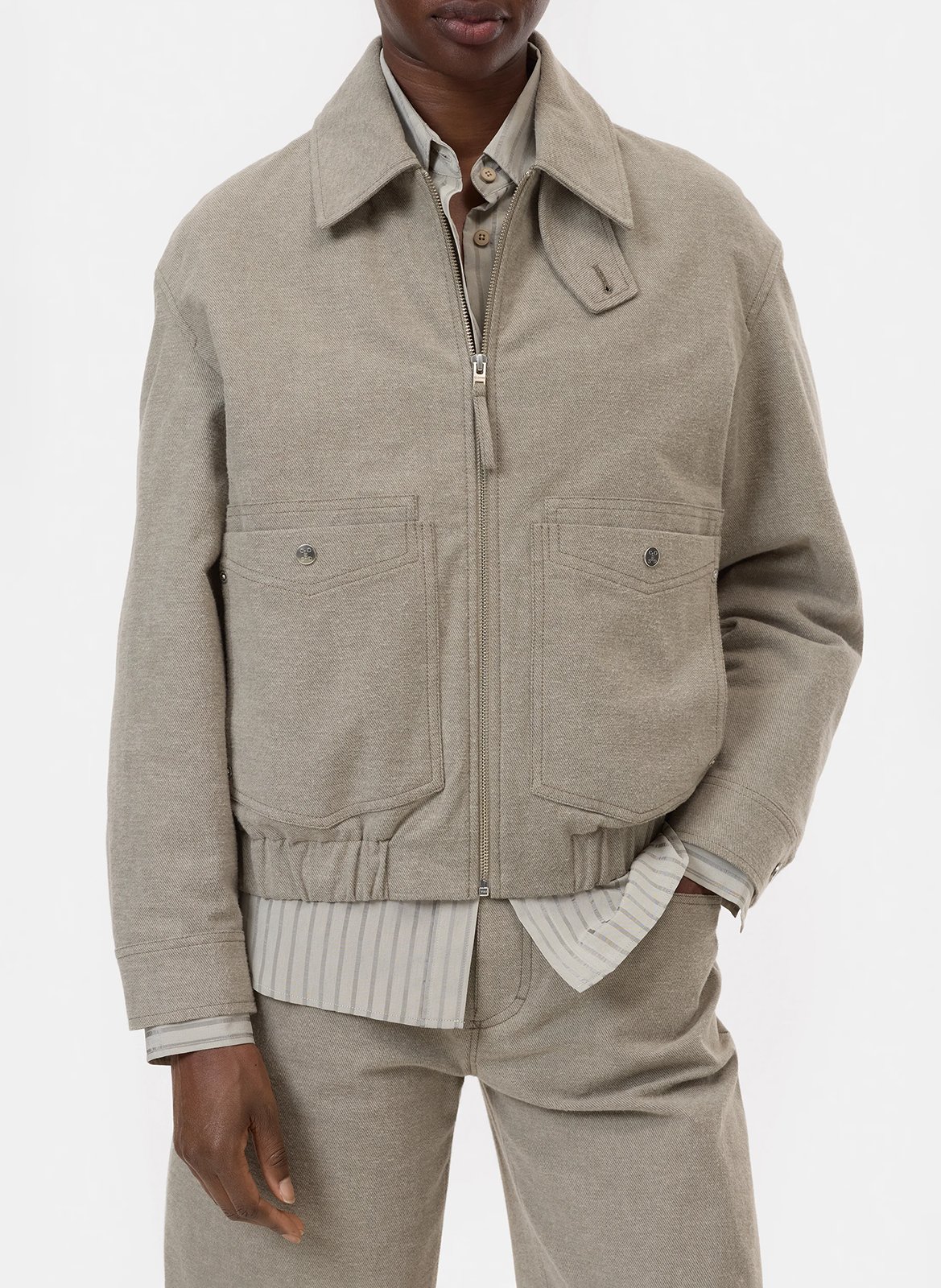 Blouson oversize col classique en coton mélangé CLOSED Gris