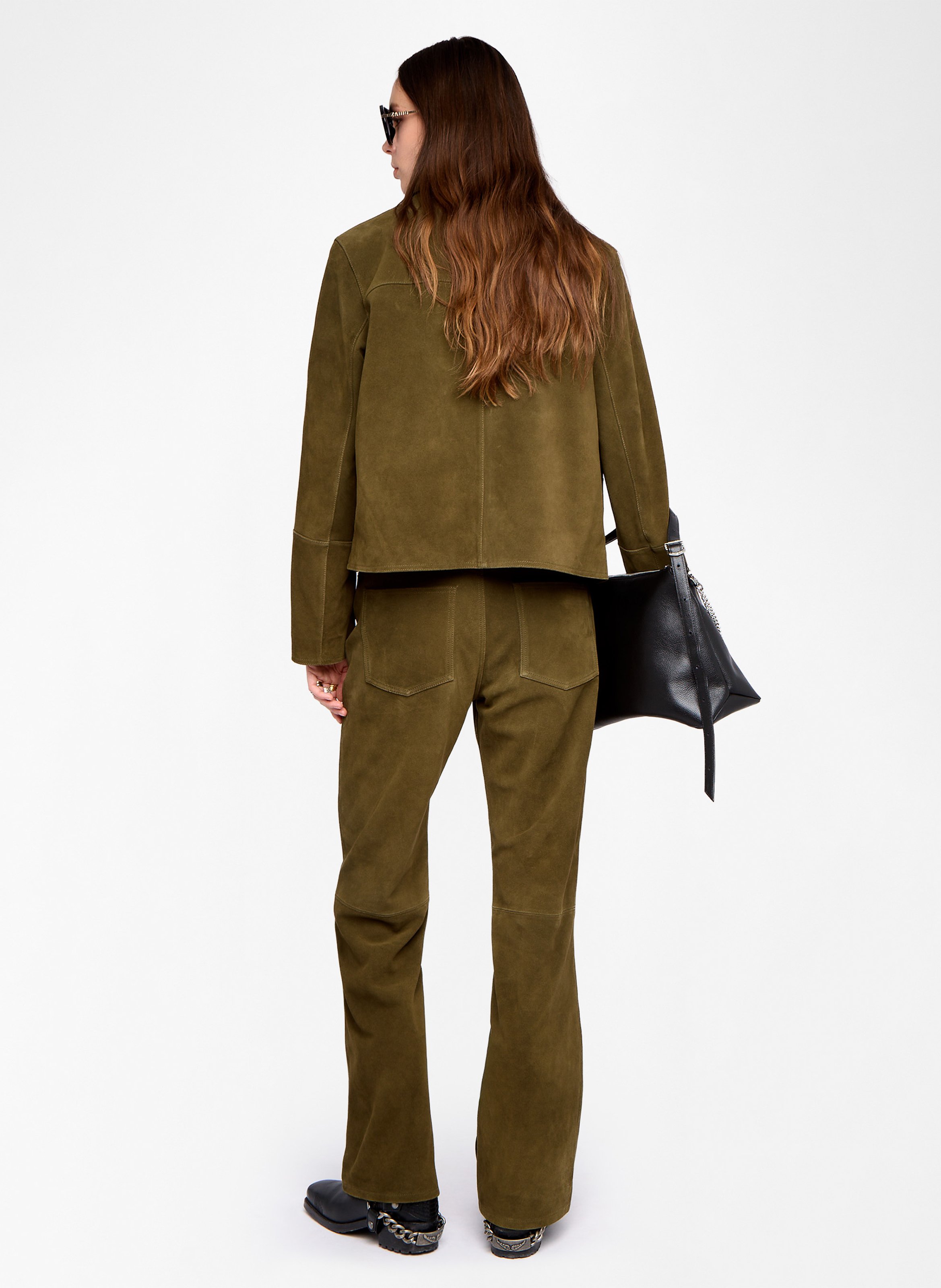 Veste droite boutonnée en cuir ZADIG&VOLTAIRE Vert