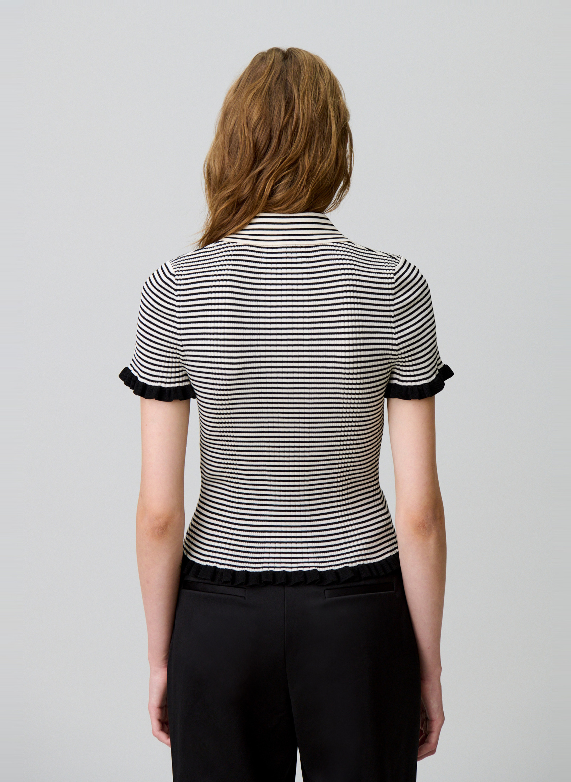 Top col classique à rayures CLAUDIE PIERLOT Beige