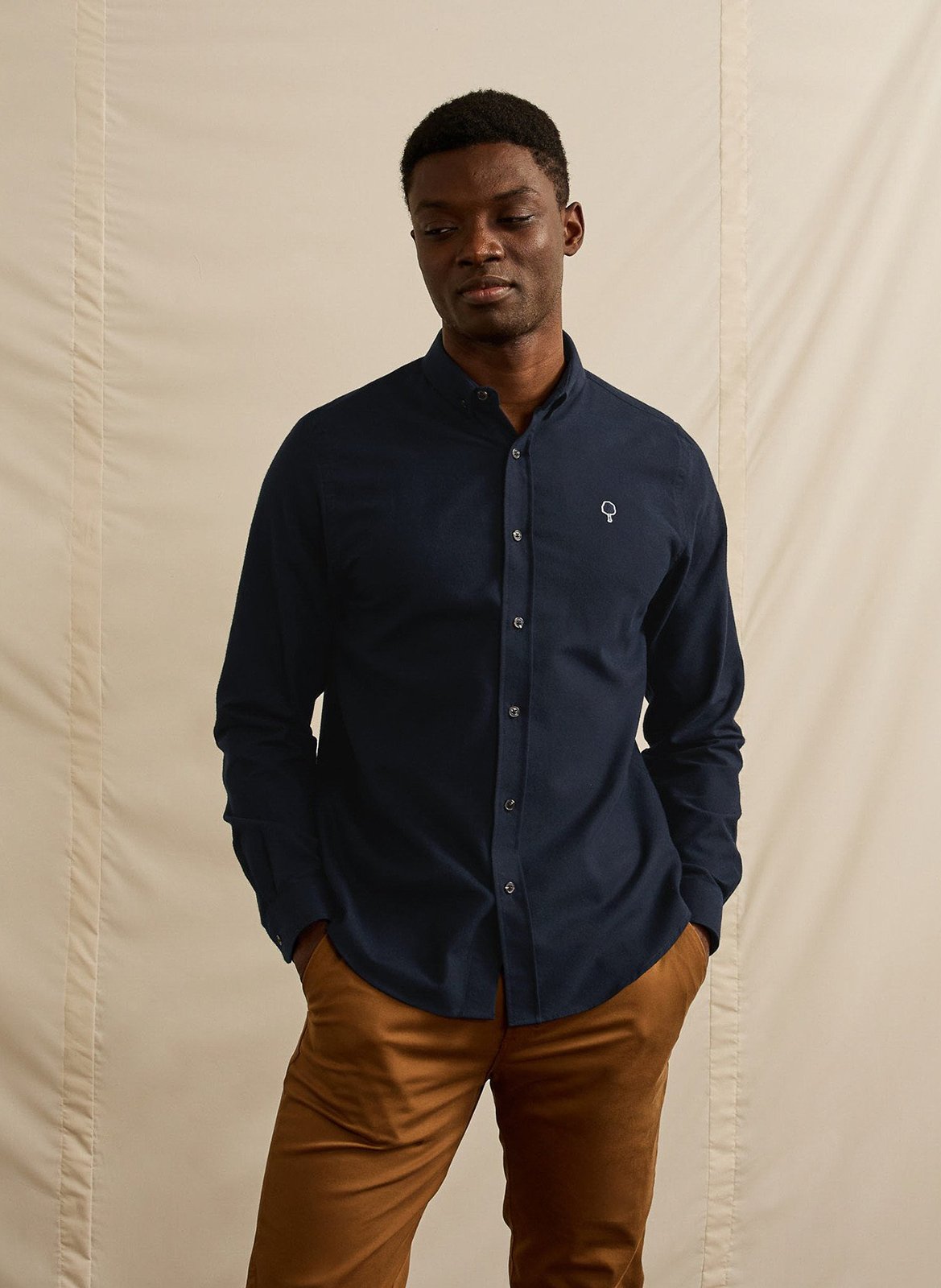 Organic cotton shirt with button-down collar FAGUO Black