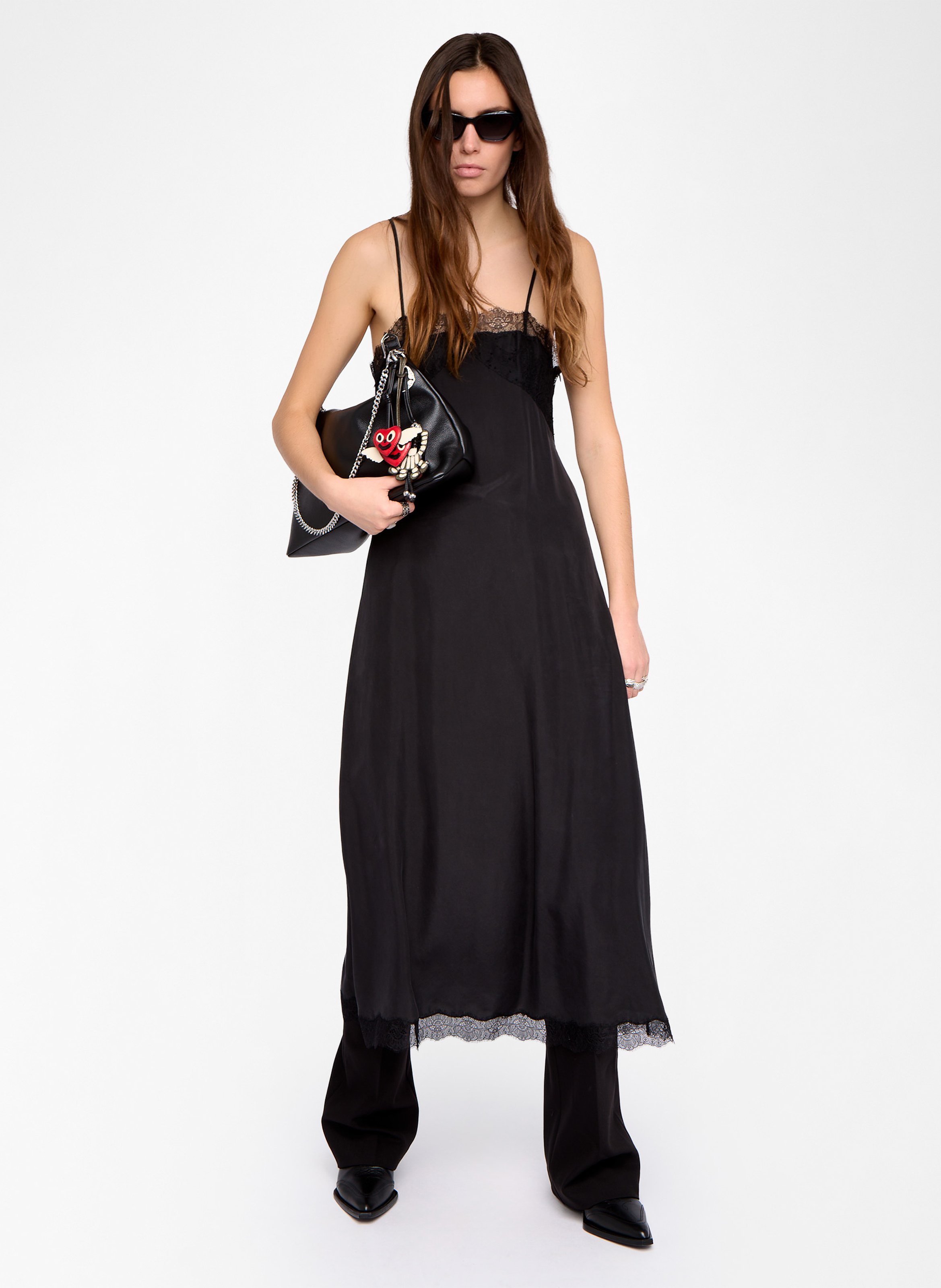 Robe midi col carré en soie ZADIG&VOLTAIRE Noir