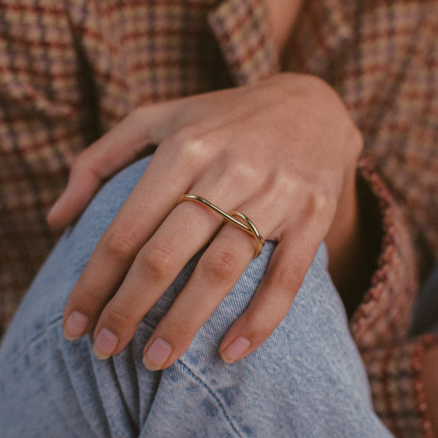 Reversible double ring, gold-plated MAYRENA Golden