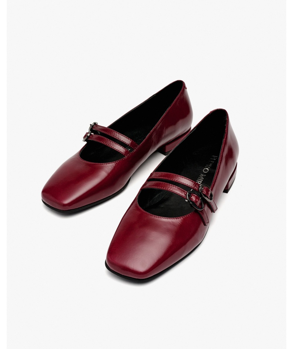 Red patent leather ballet flats. PEDRO MIRALLES Red