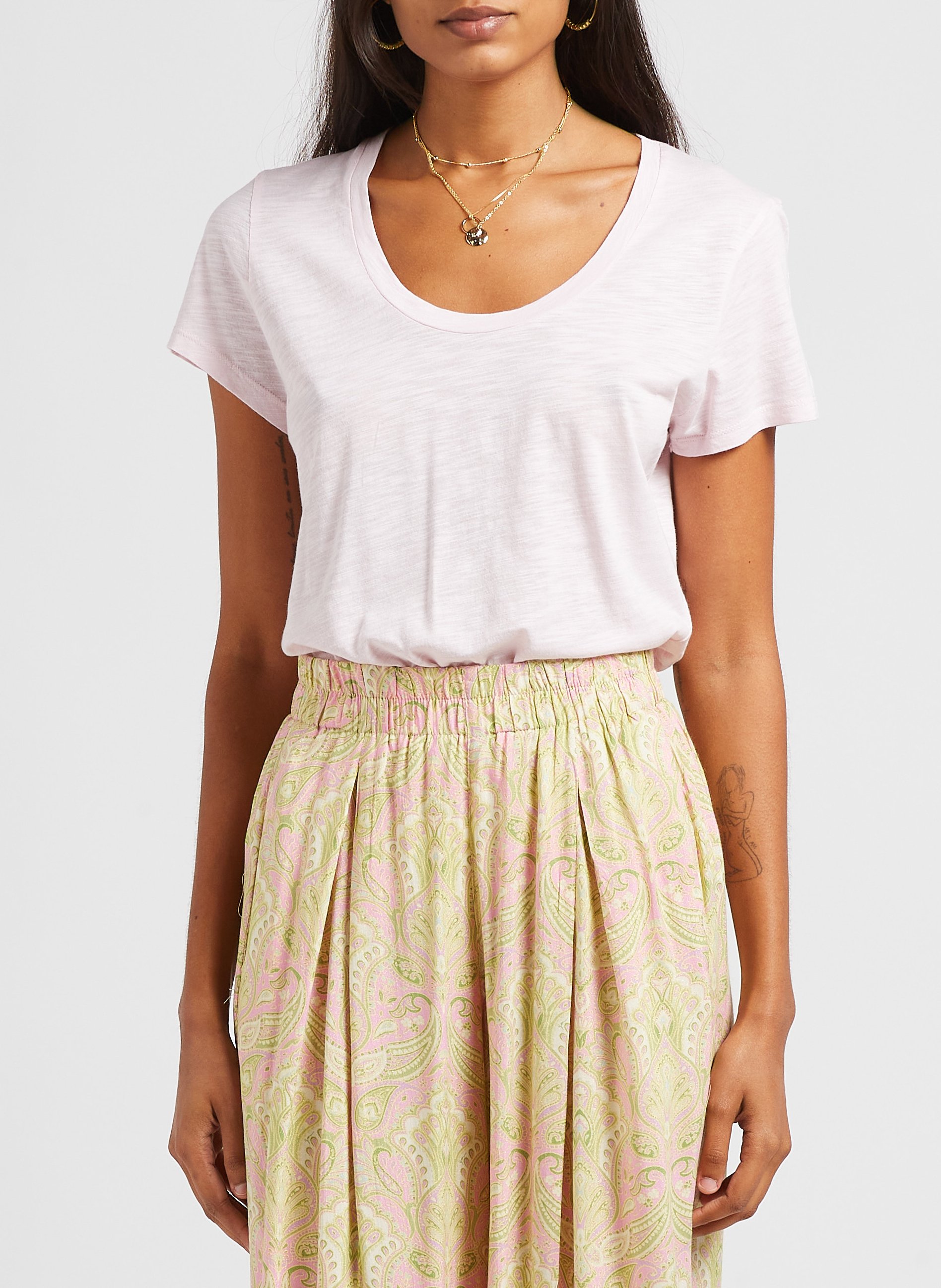 Tee-shirt col rond en coton mélangé AMERICAN VINTAGE Rose