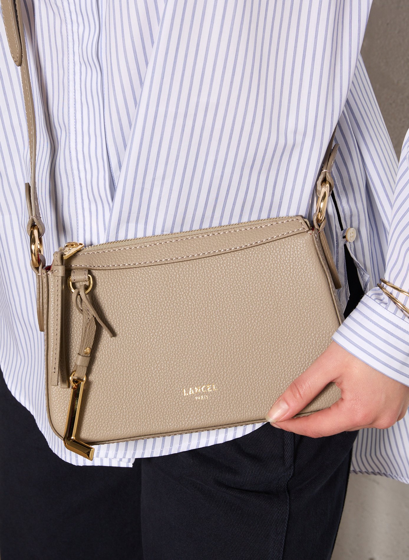 Sac bandoulière en cuir LANCEL Beige