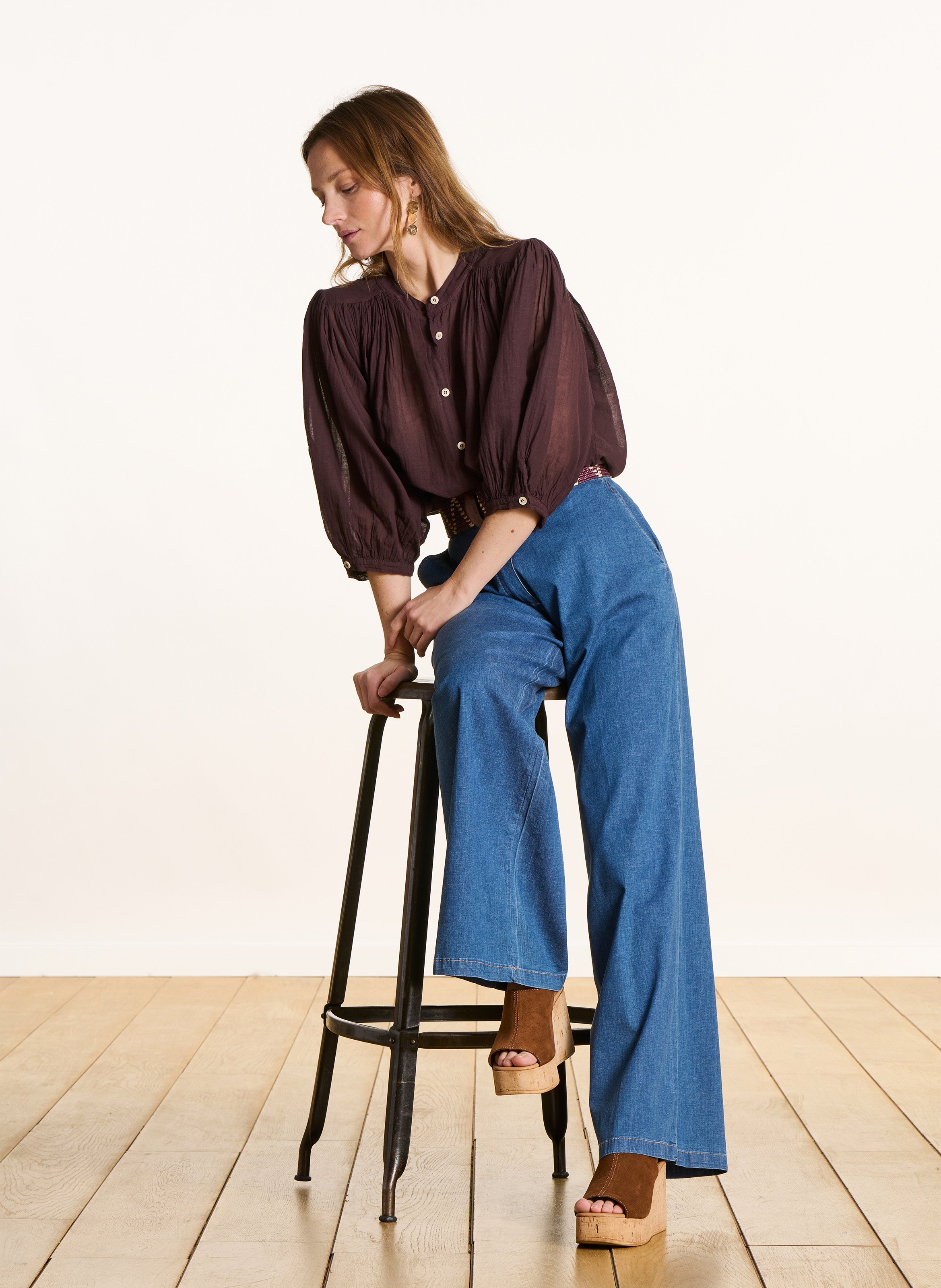 Fabia leather wedge sandals LA FEE MARABOUTEE Brown