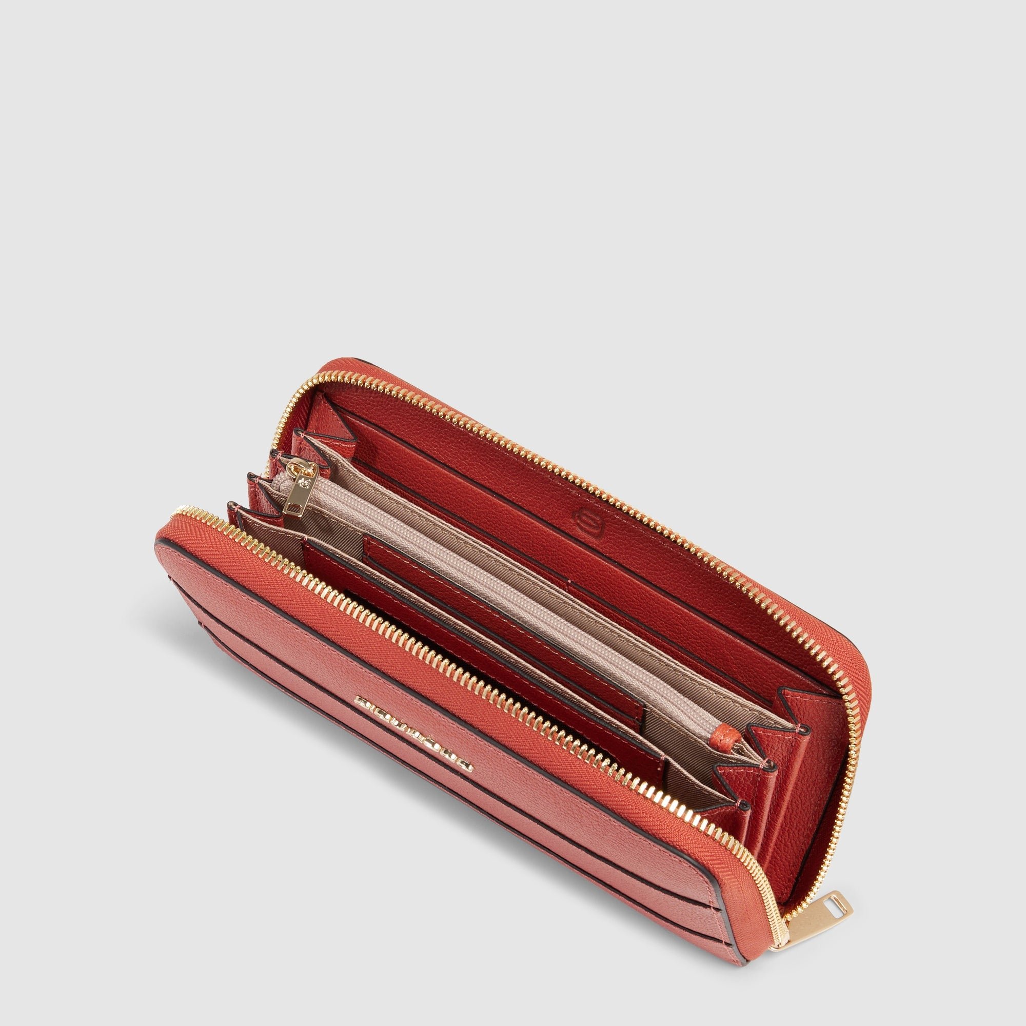 Women's zip-around wallet with four compartments PIQUADRO Orange