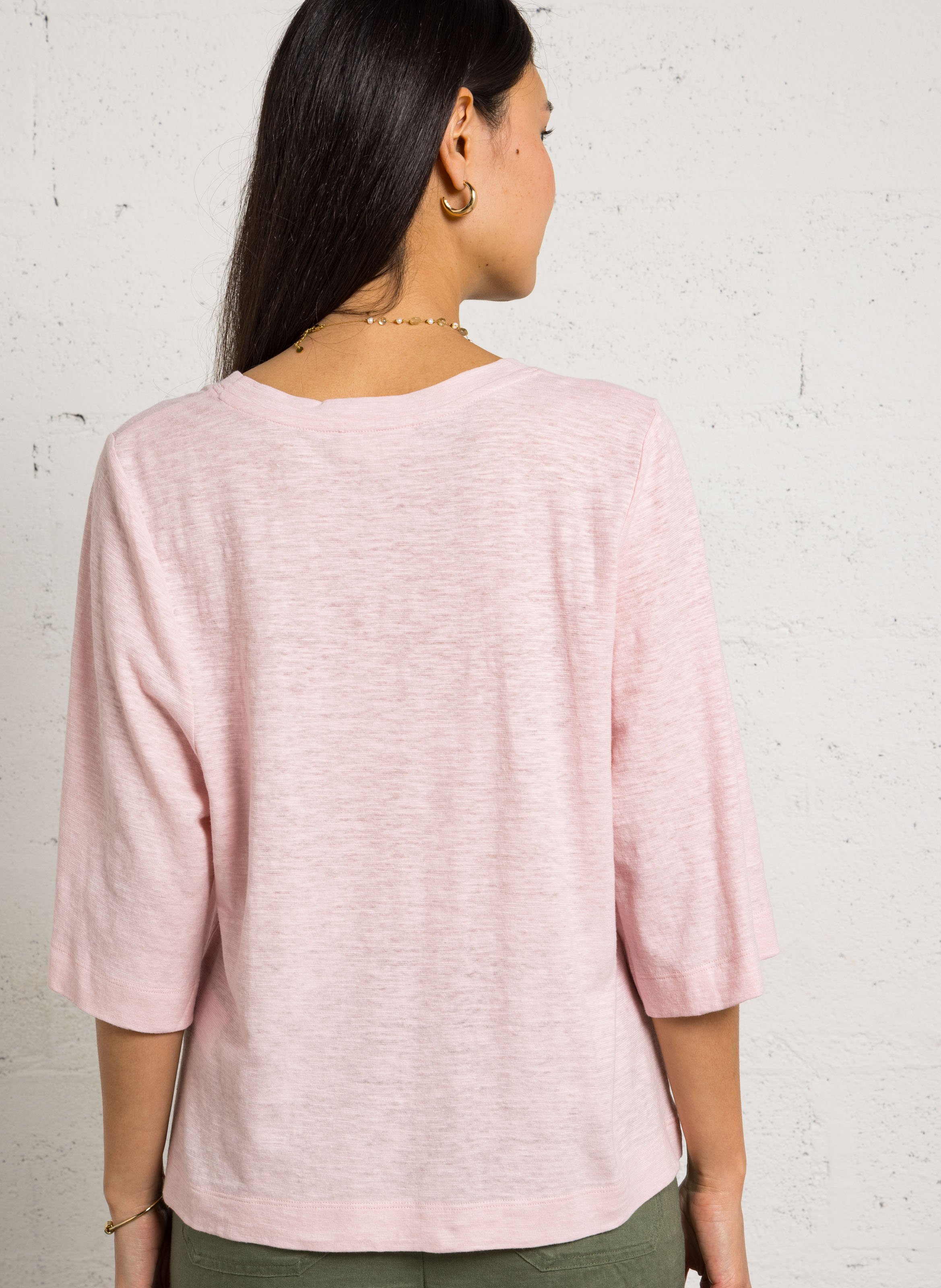 Effen top met lange mouwen en ronde hals MAISON 123 Roze