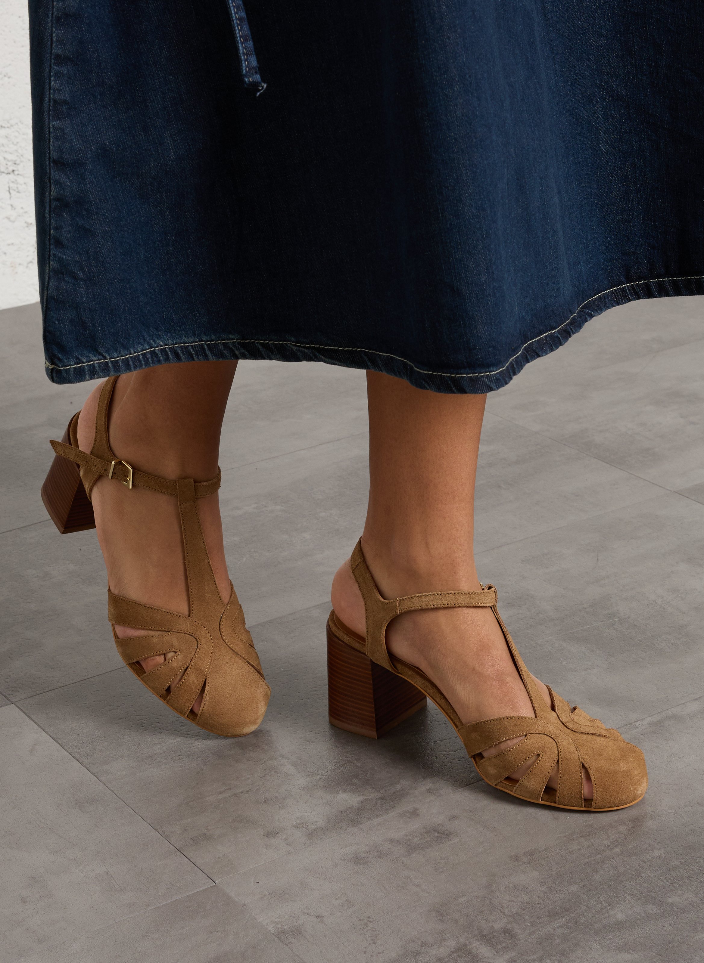 Hoge, suède sandalen MELLOW YELLOW Beige