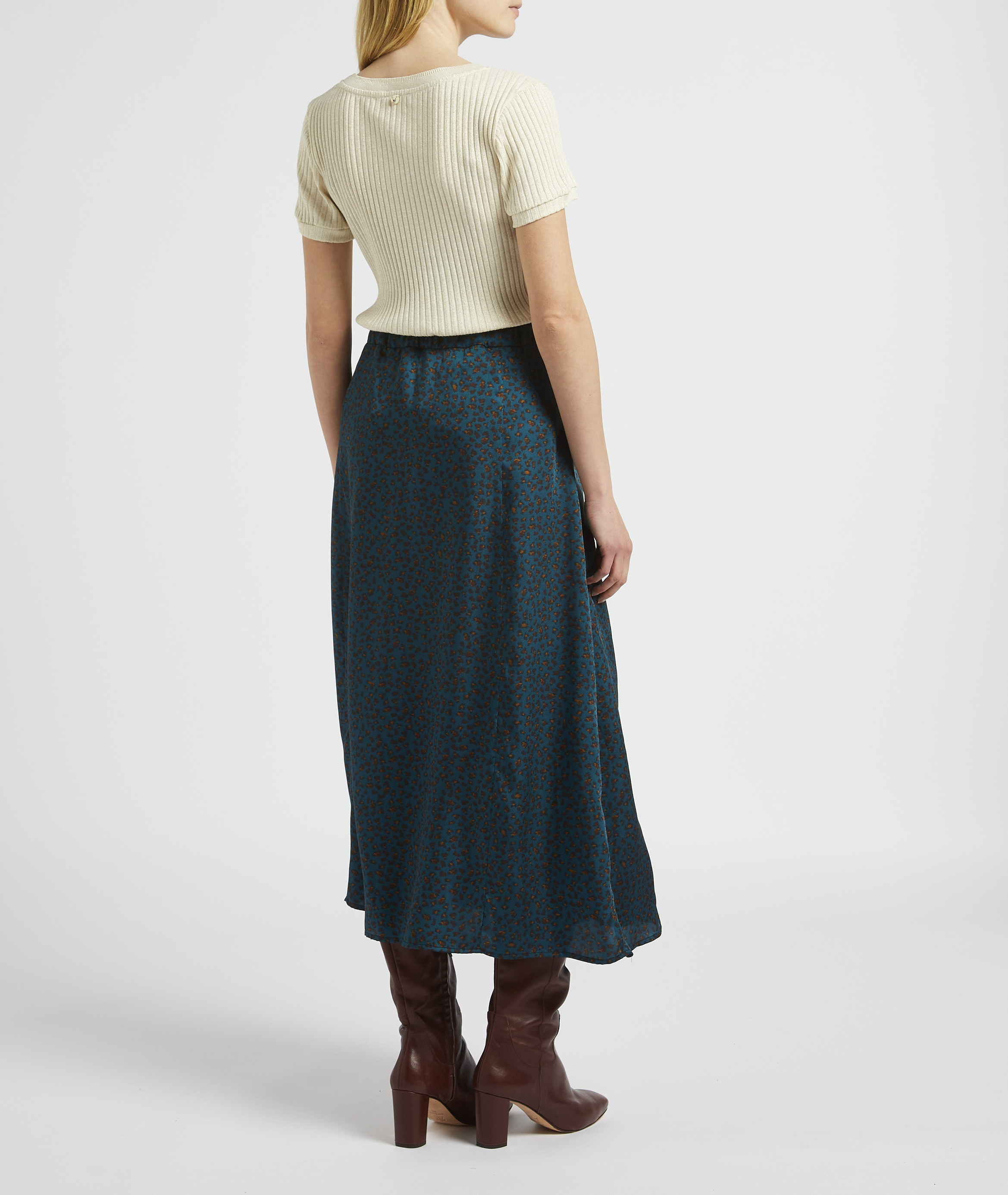 Rundhalsausschnitt T-Shirt aus Baumwollmischung ONE STEP Beige