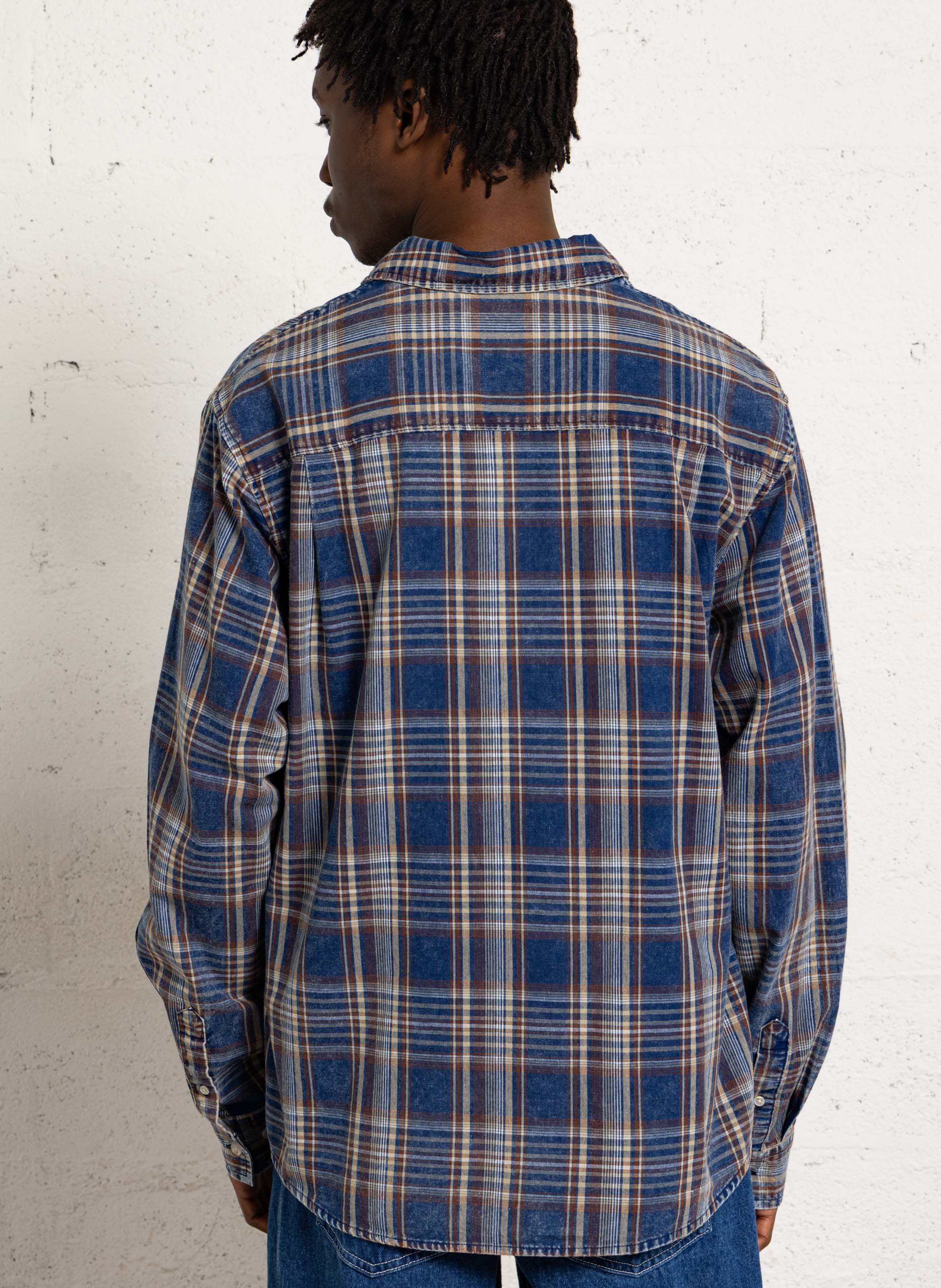 Chemise à carreaux effet vieilli SOLID Bleu