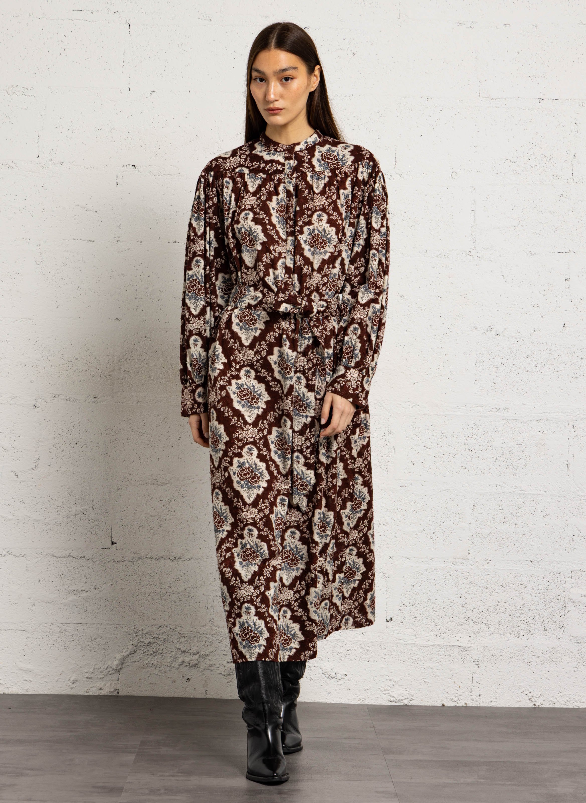 Langes, weit geschnittenes Baumwollkleid ANTIK BATIK Mehrfarbig