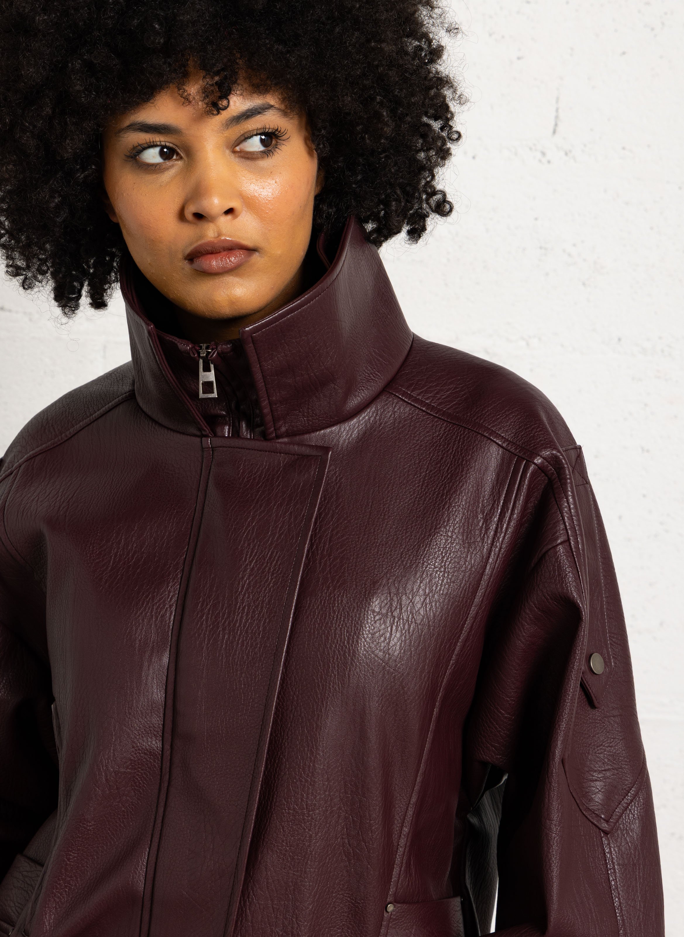 veste effet cuir col montant SUNCOO Prune