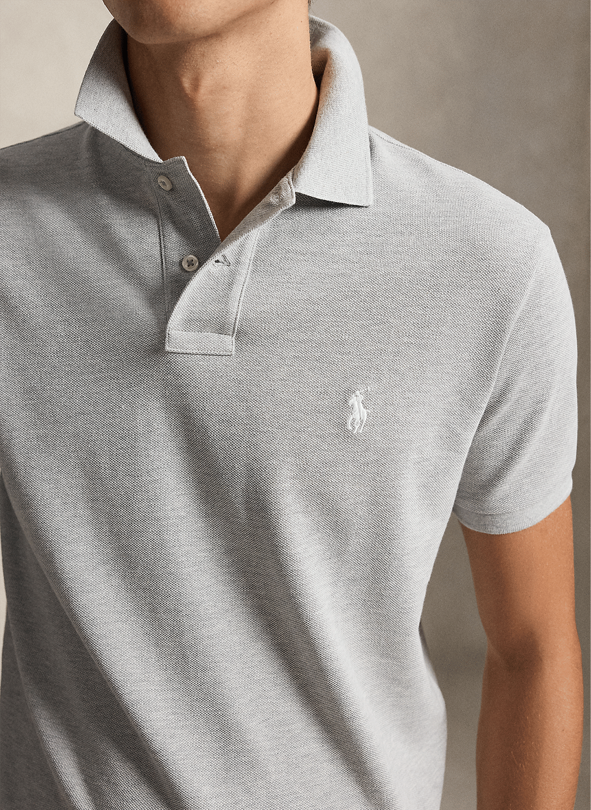 Custom-fit cotton polo shirt POLO RALPH LAUREN Grey