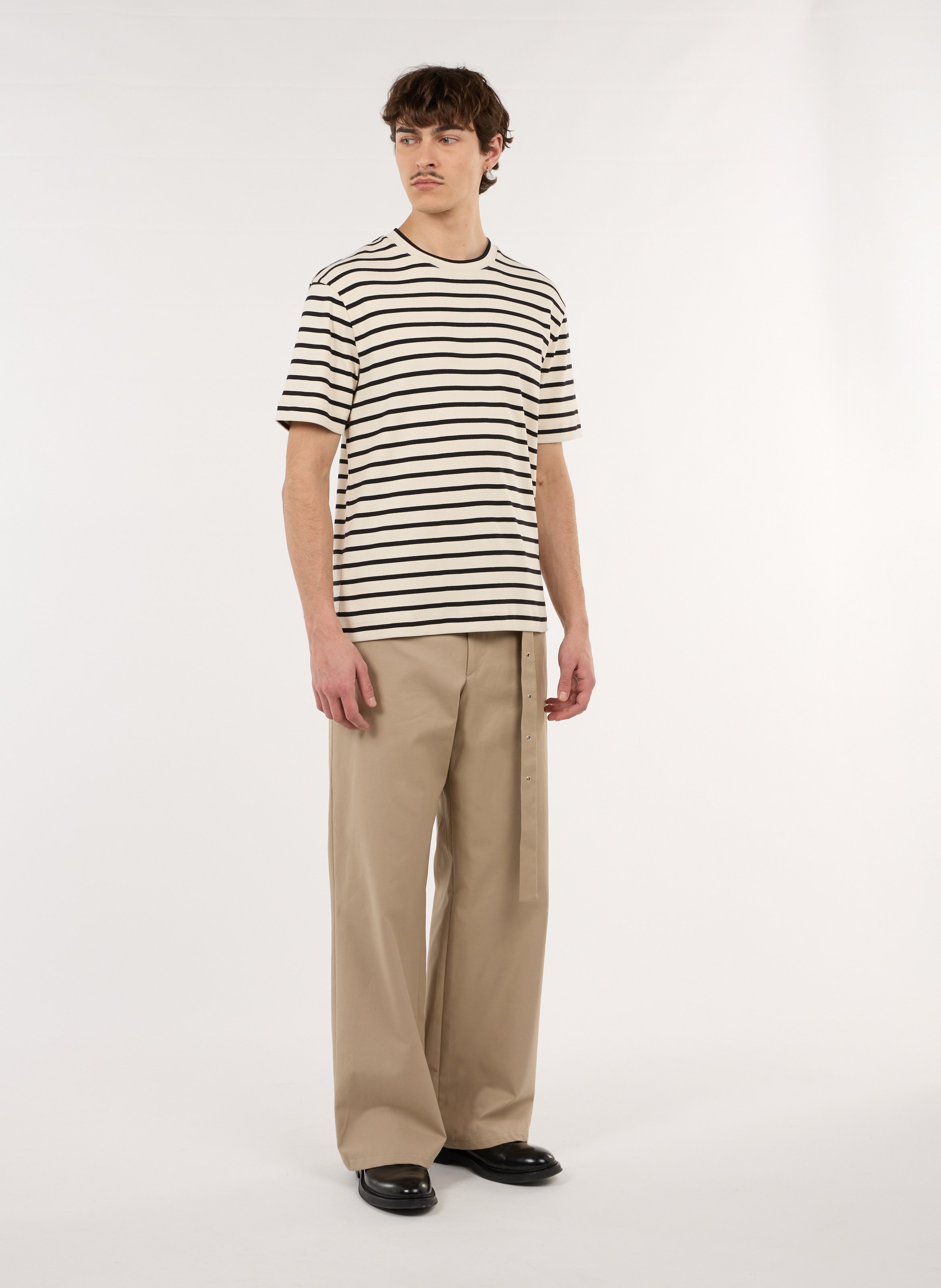 Recht, katoenen T-shirt met ronde hals en strepen SAISON 1865 Beige