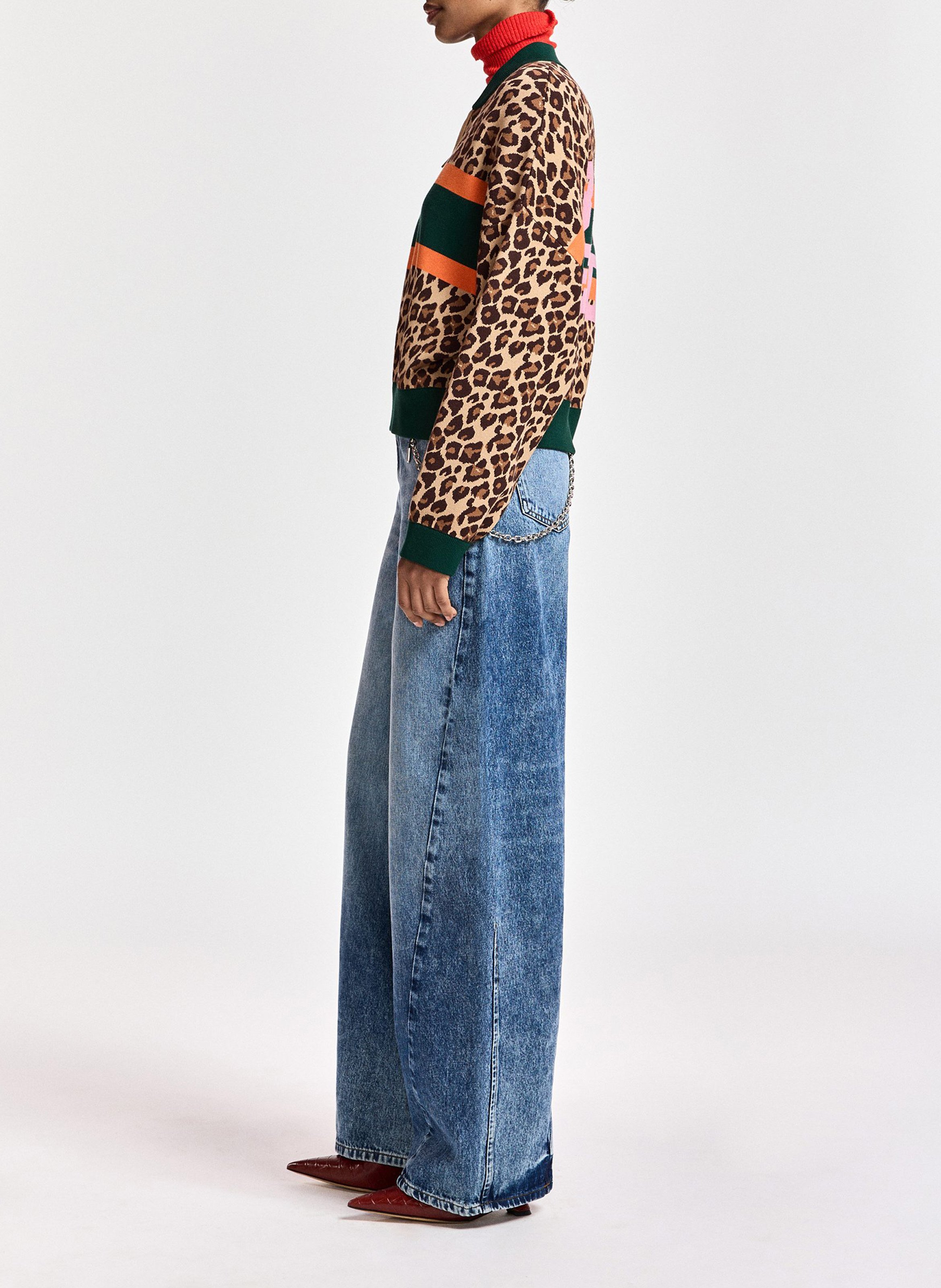 Gilet col rond imprimé ESSENTIEL ANTWERP Braun