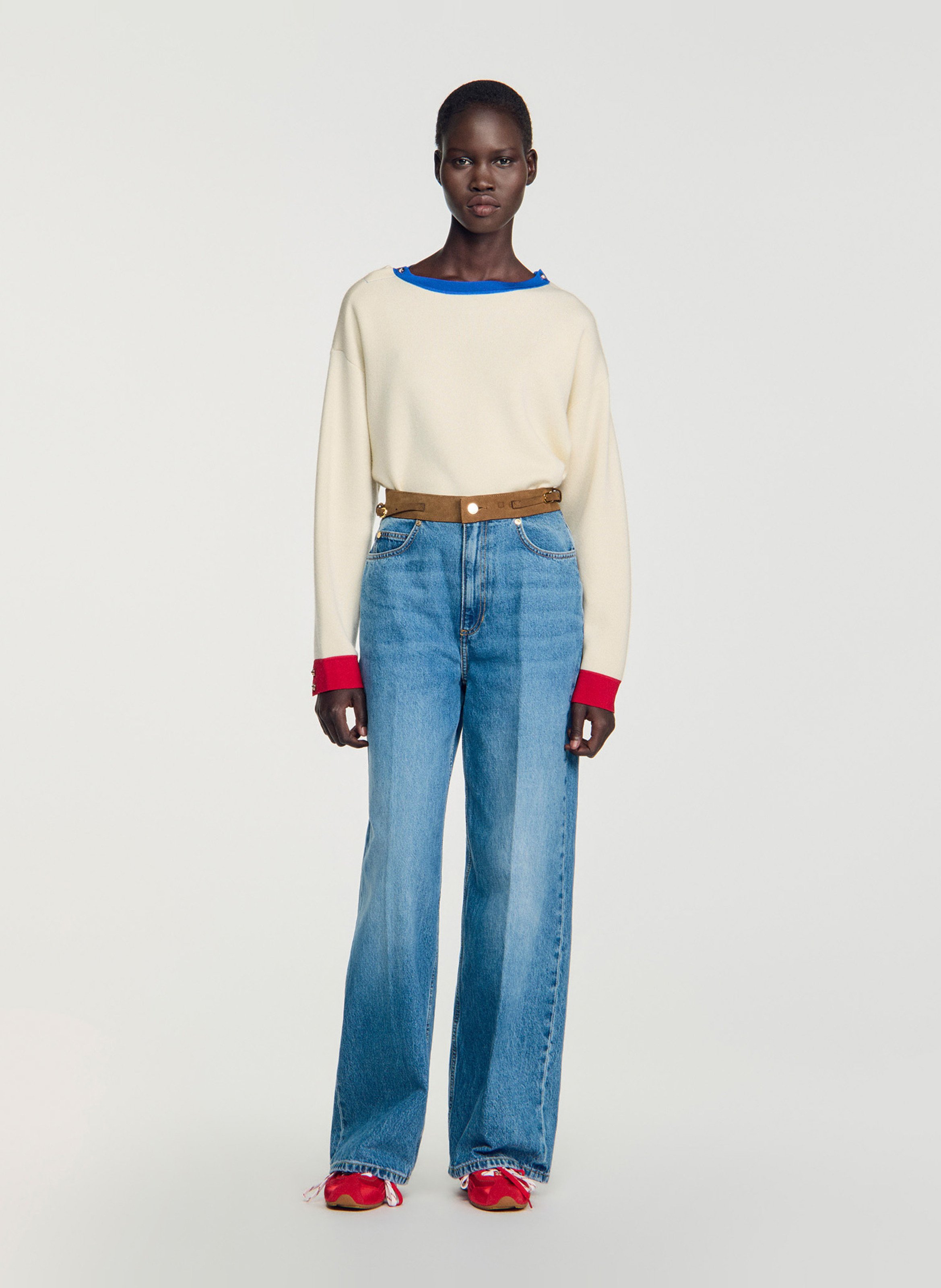 Jean large en coton SANDRO Bleu