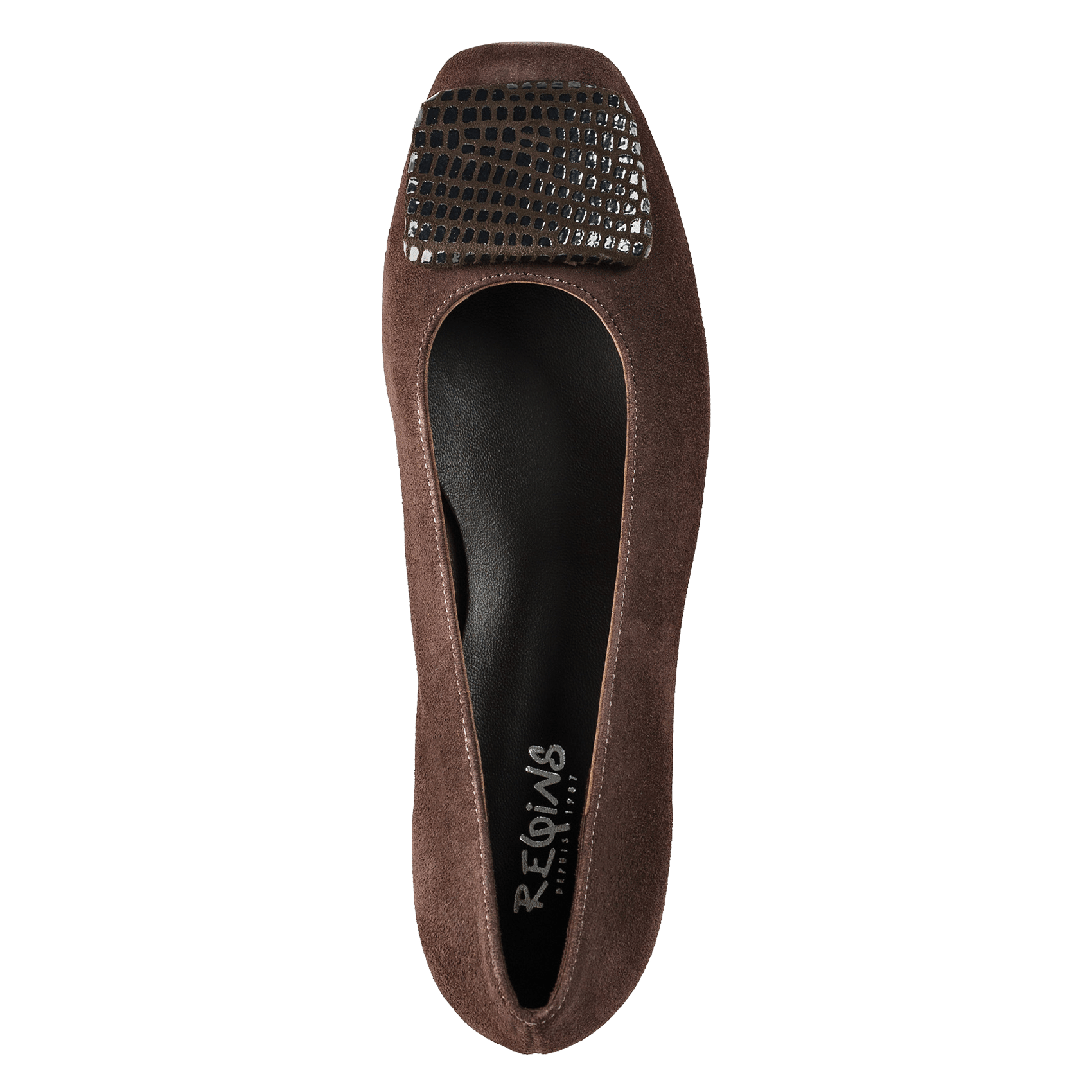 Ballerines bout carré en cuir | Marron REQINS Femme