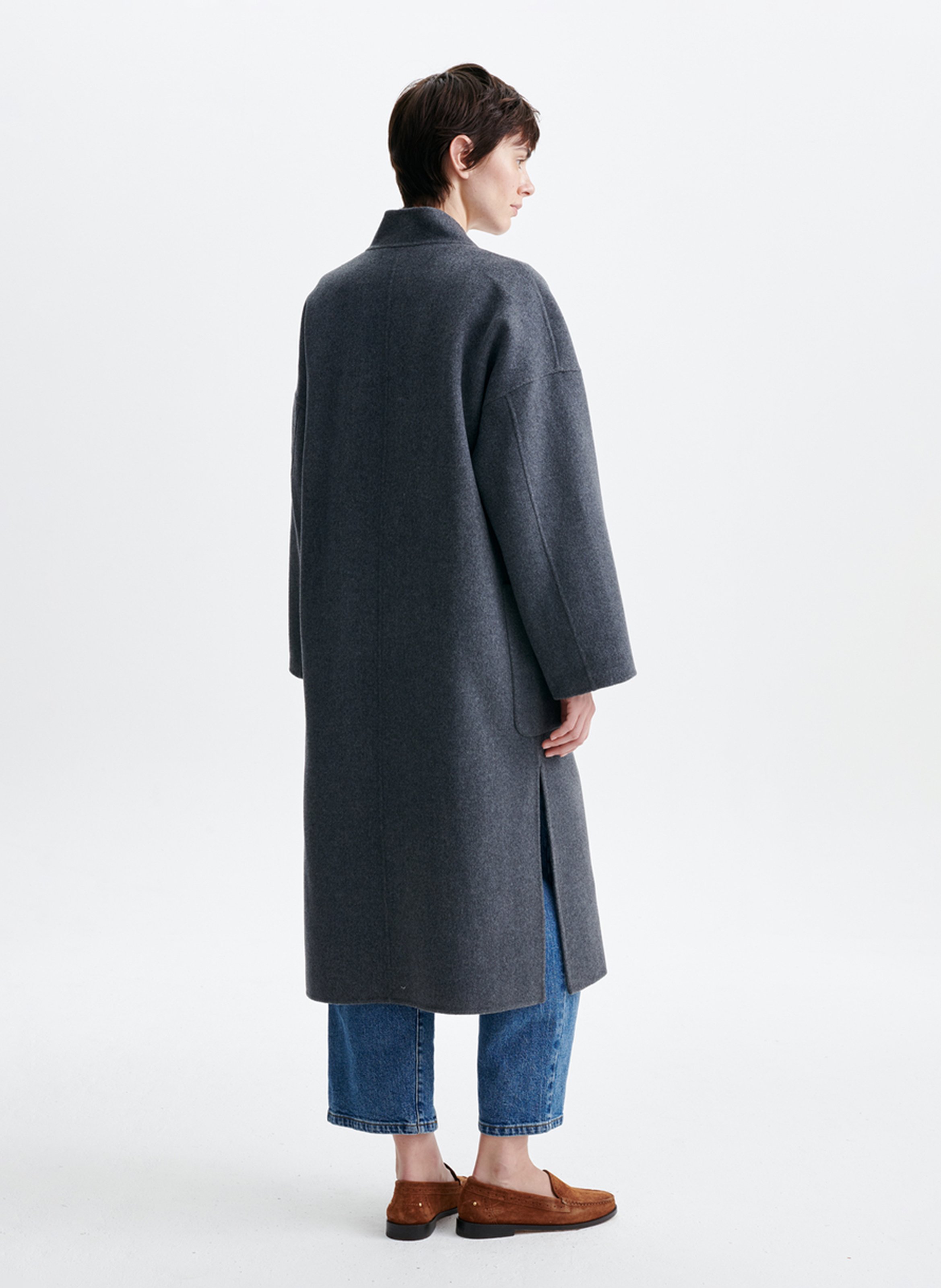 V-neck wool-blend coat VANESSA BRUNO Grey
