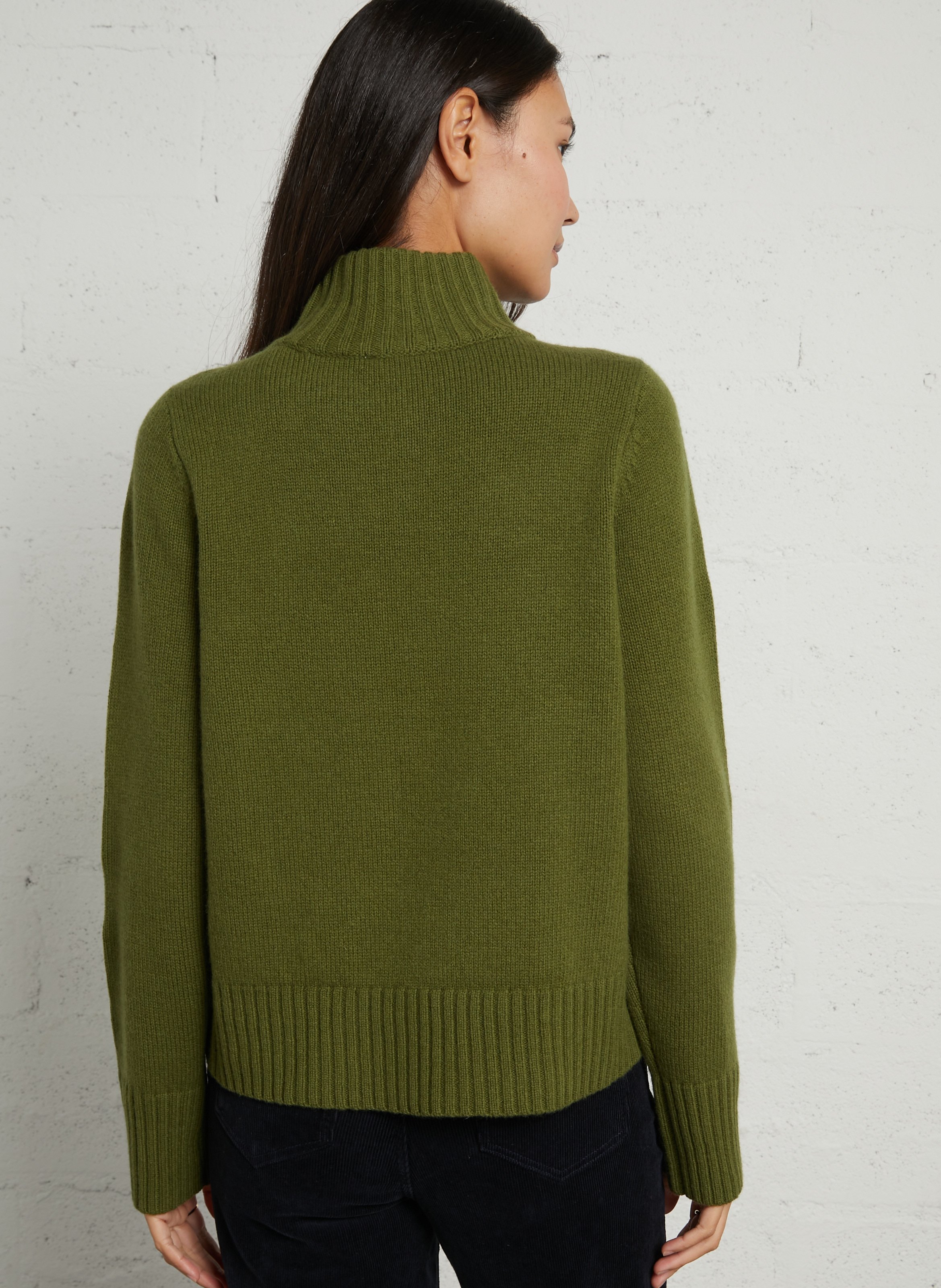 Pullover mit Schalkragen aus grob gestrickter Merinowolle PETITE MENDIGOTE Khaki