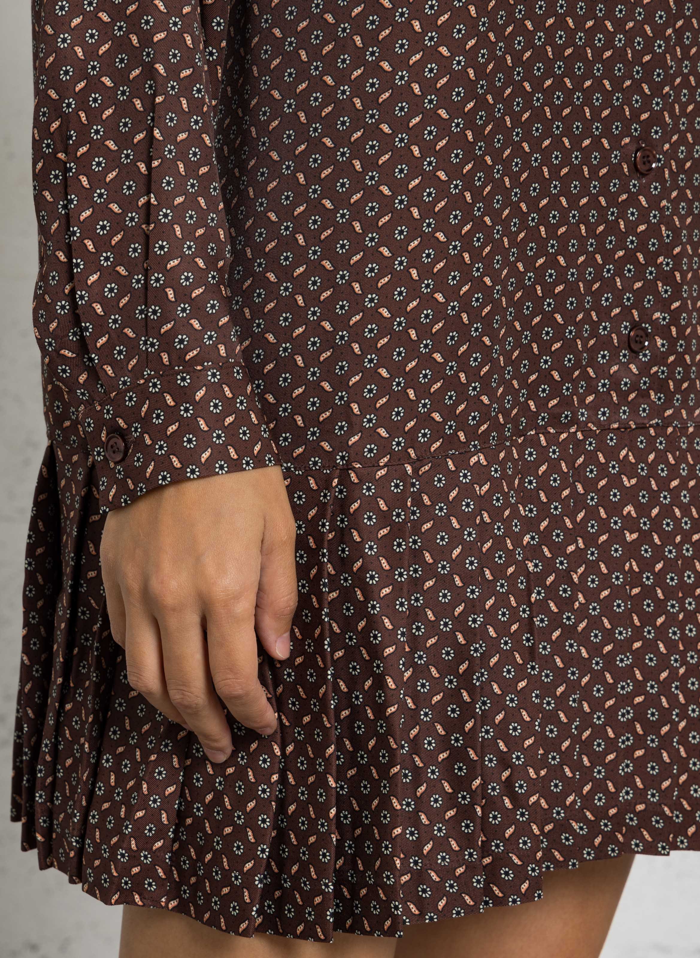 Robe courte imprimée DES PETITS HAUTS Marron