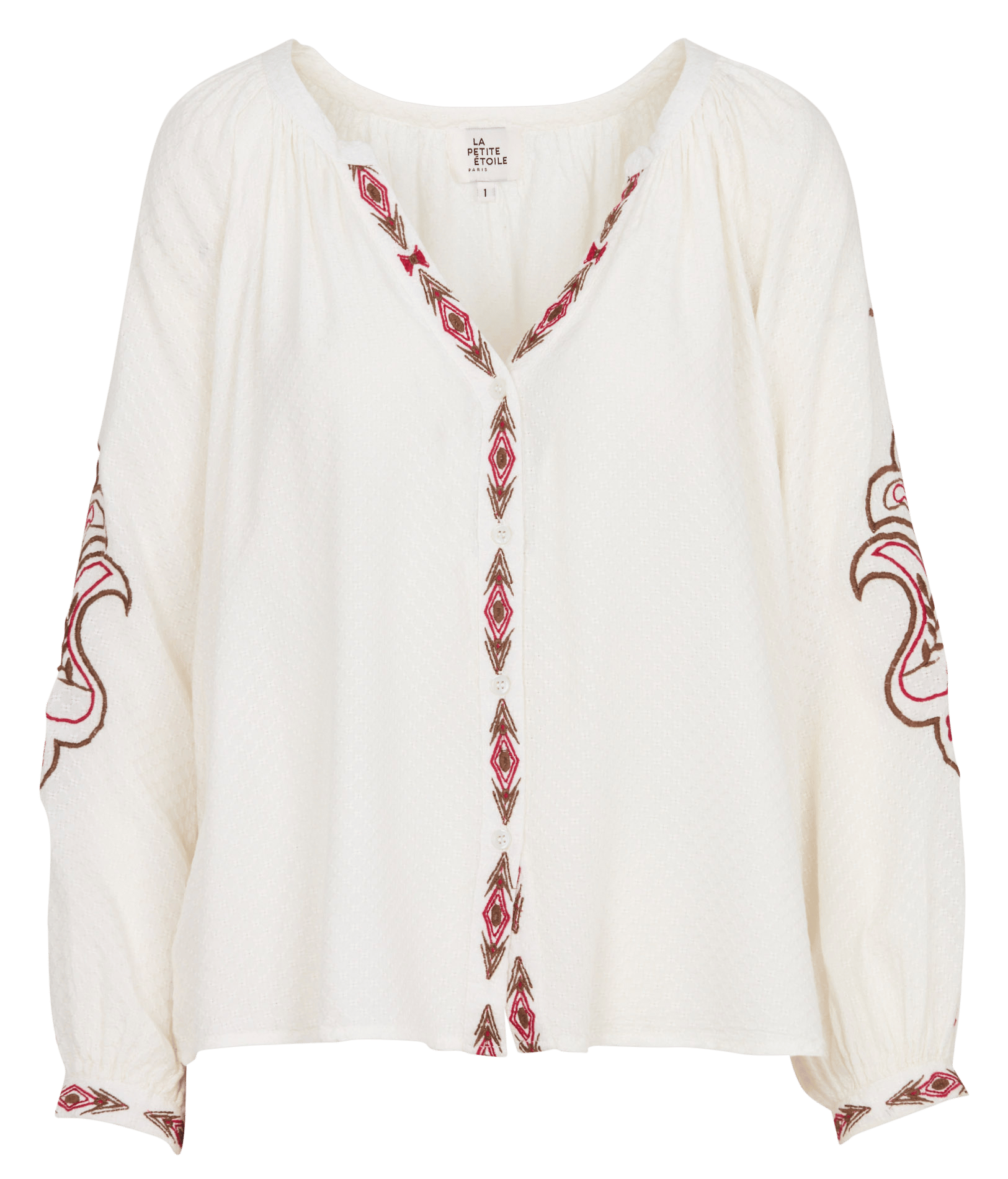 Embroidered blouse with Henley collar LA PETITE ETOILE Beige