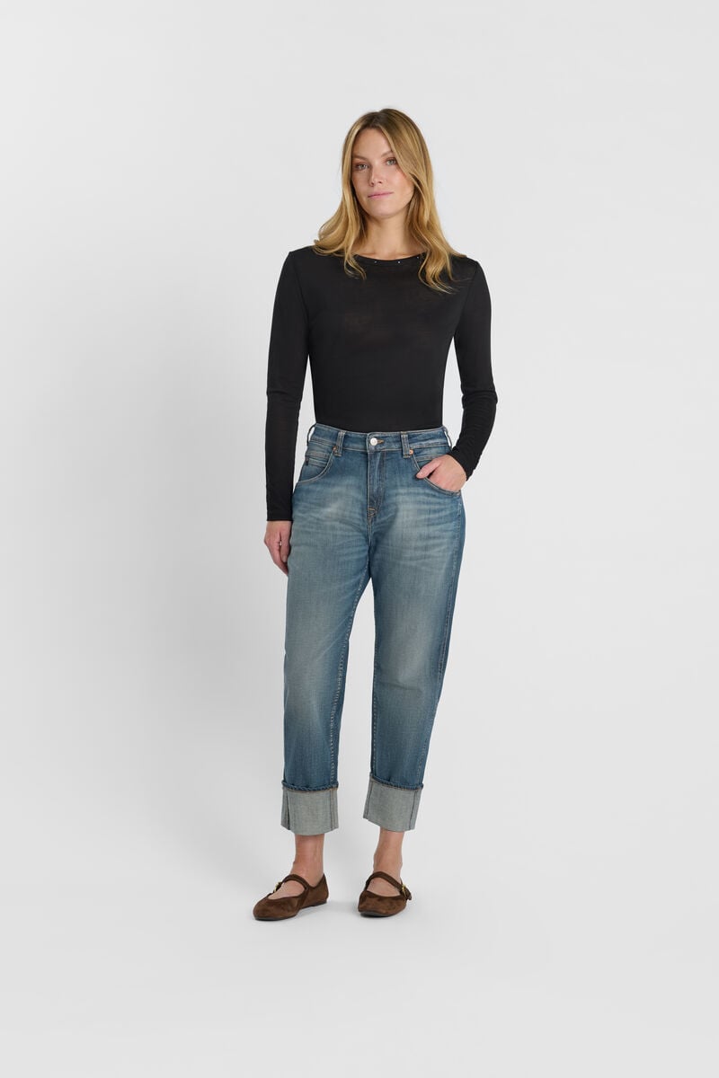 High-waisted loose-fit zip jeans LE TEMPS DES CERISES Blue