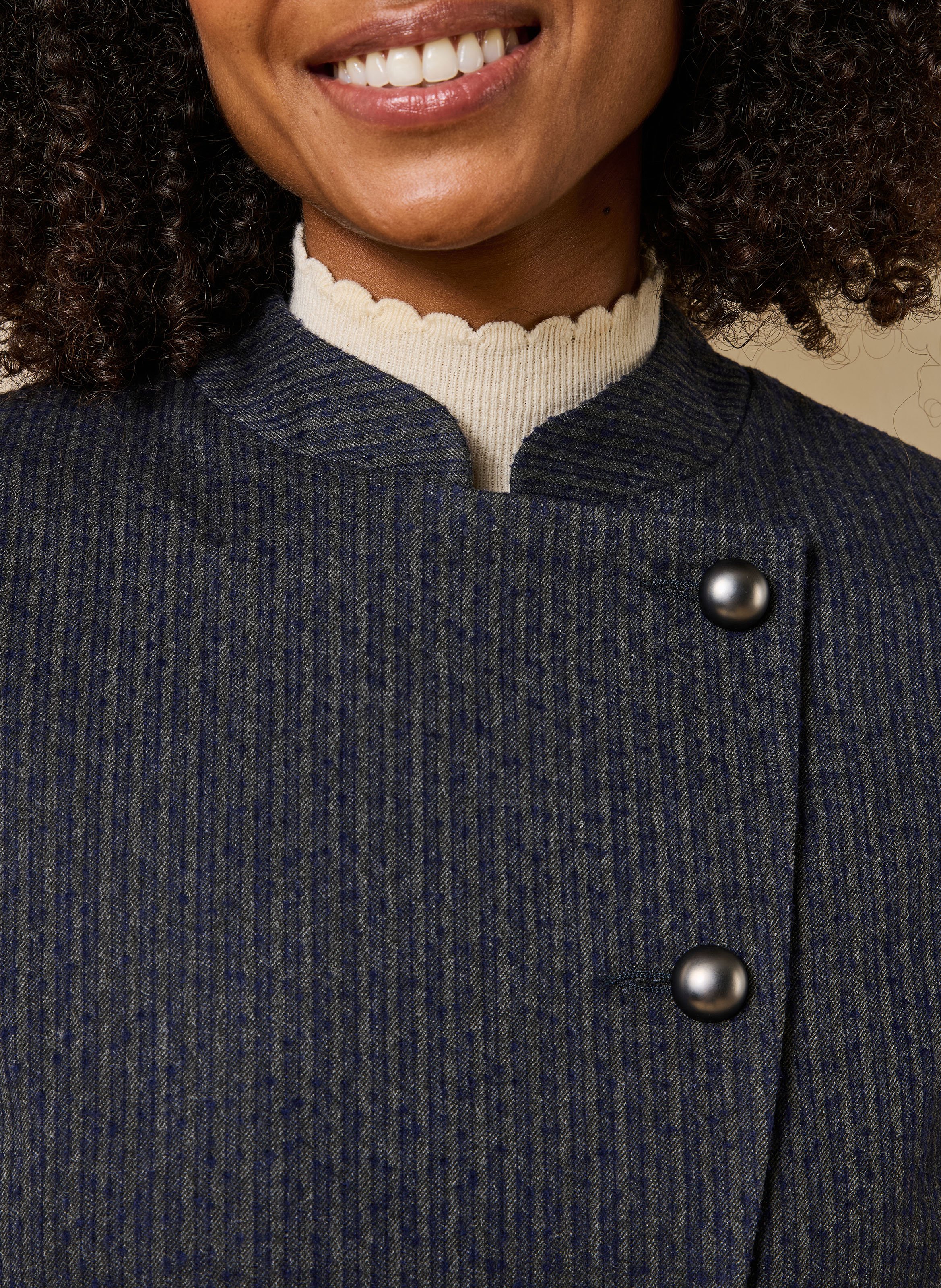 Veste droite courte rayée LA FEE MARABOUTEE Gris