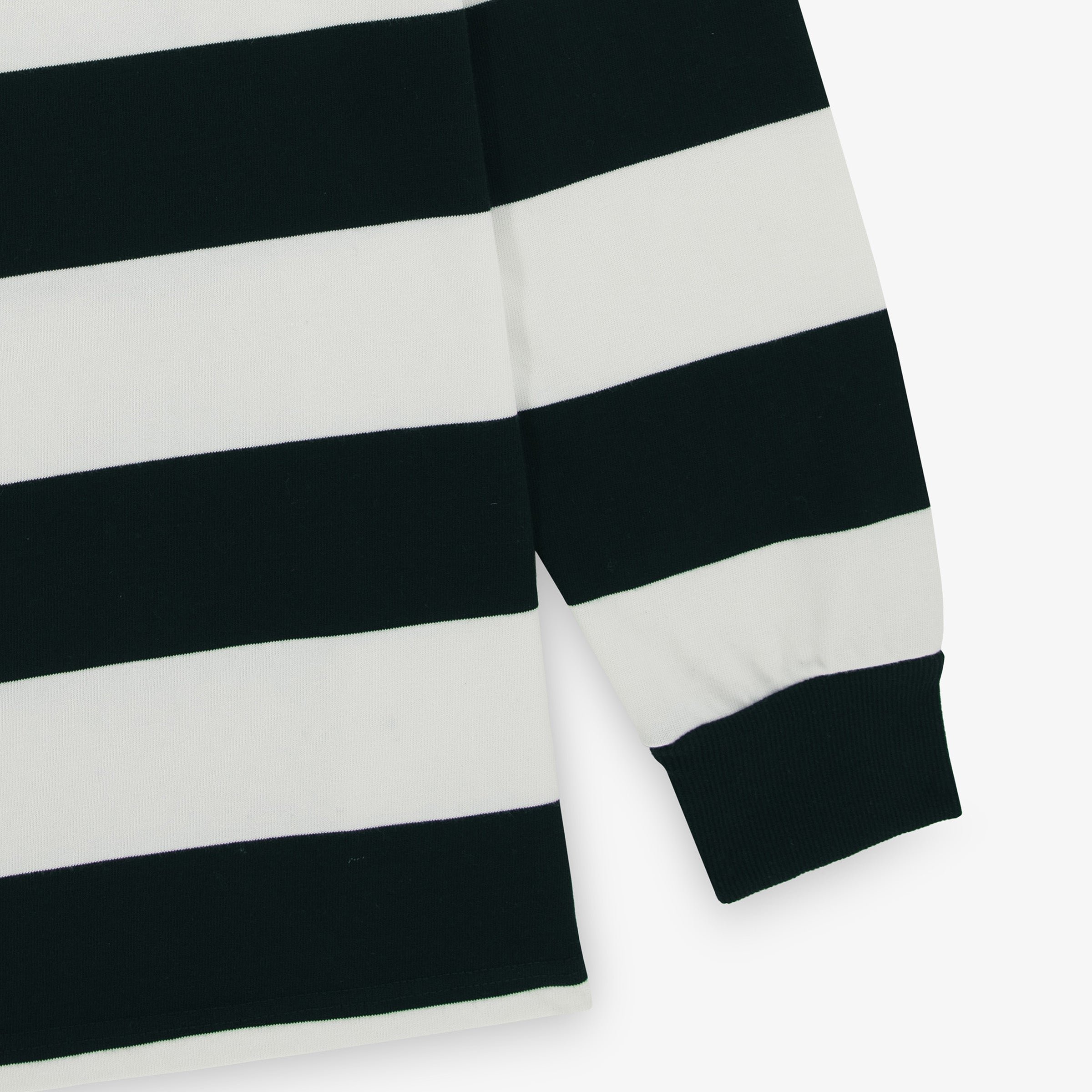 Long-sleeved striped cotton rugby polo shirt SERGE BLANCO Black