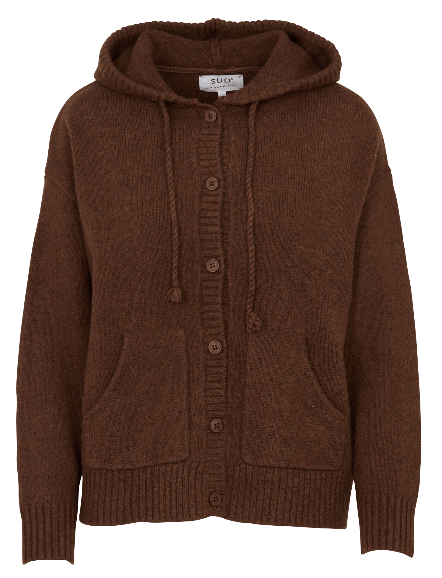 Straight hooded cardigan SUD EXPRESS Brown