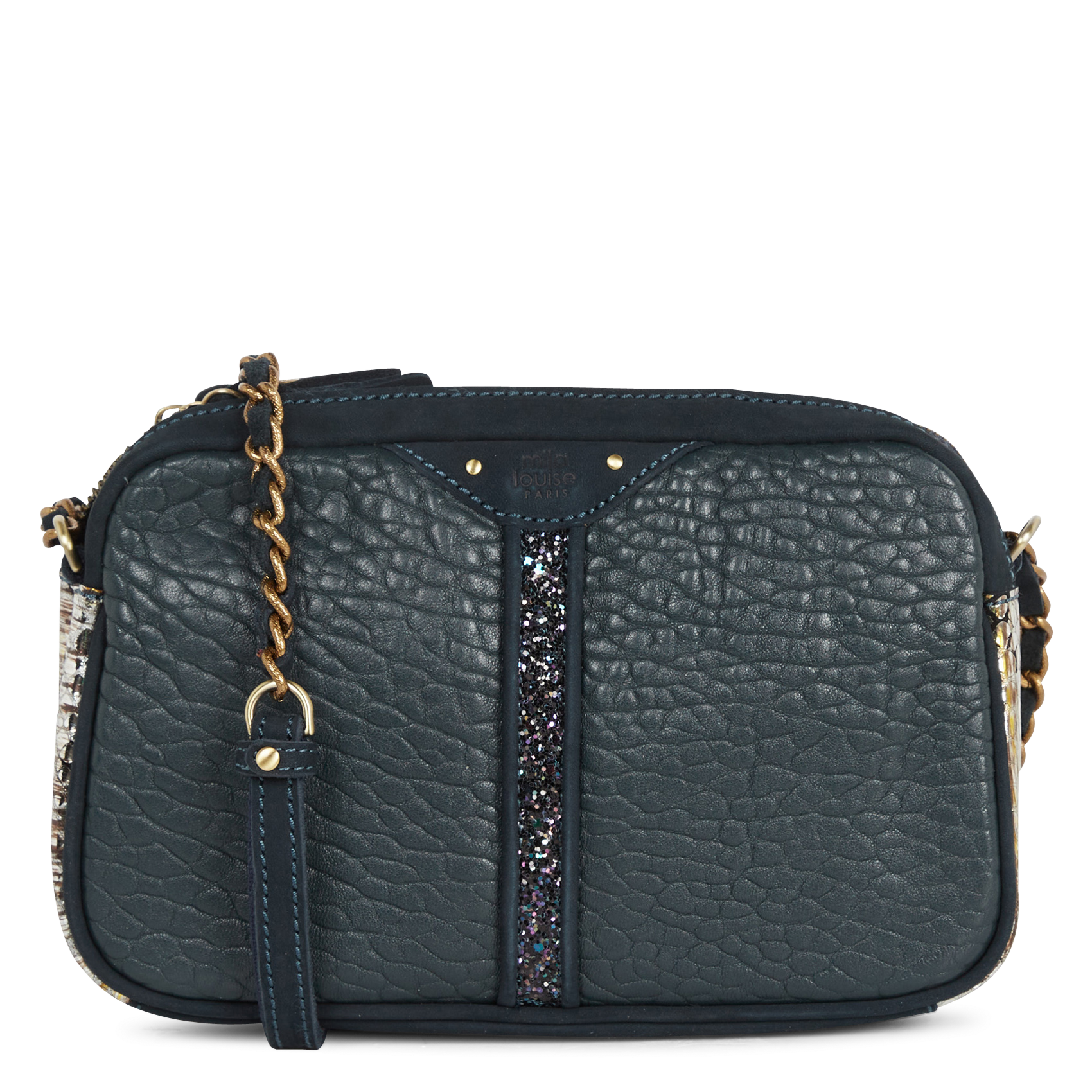 Sac bandoulière en cuir MILA LOUISE Bleu