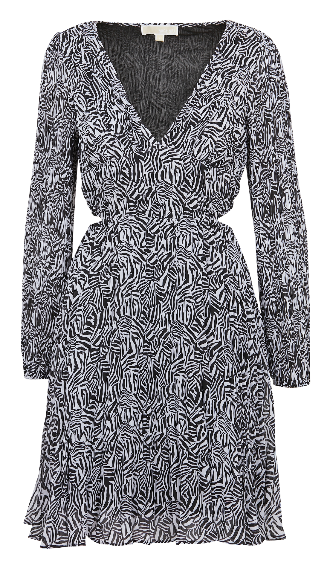 Pleated midi dress with plunge back MICHAEL KORS Black